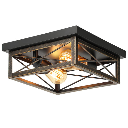Kondras 2-Light Flush Mount Ceiling Lamp, Oil-Rubbed Bronze, Metal, 1-Pack, Model X11016P-B