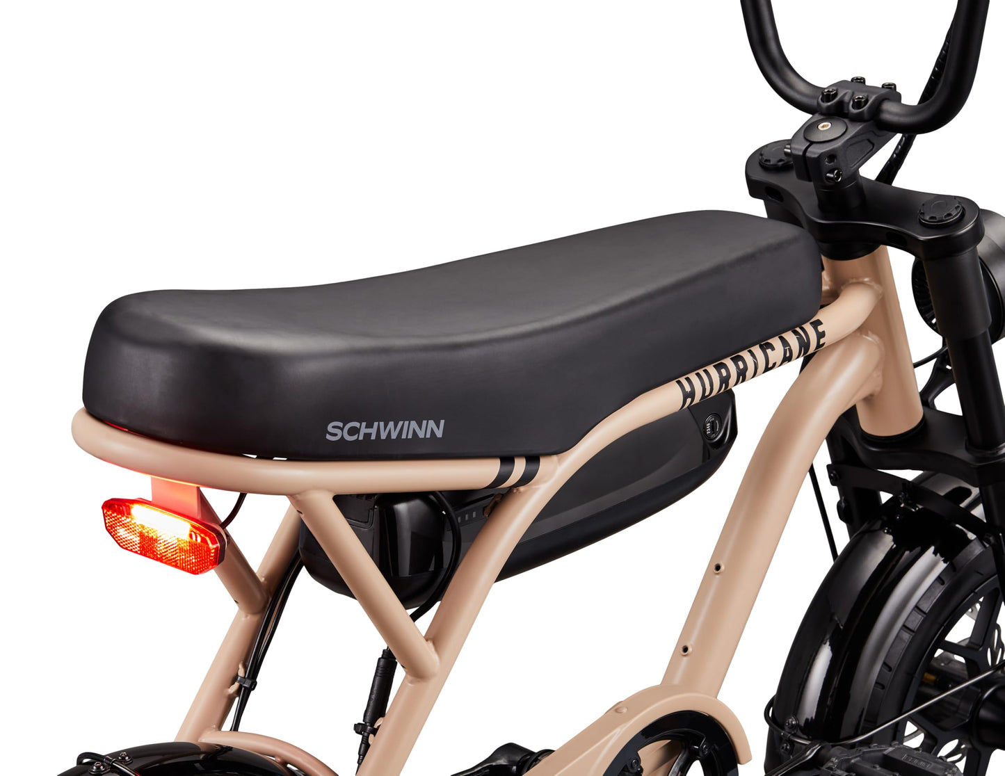Schwinn Hurricane Compact Electric Bike, 30 Mile Range, 400W Peak Motor, Mechanical Disc Brakes, Ages 13+, 14" Wheels, Tan