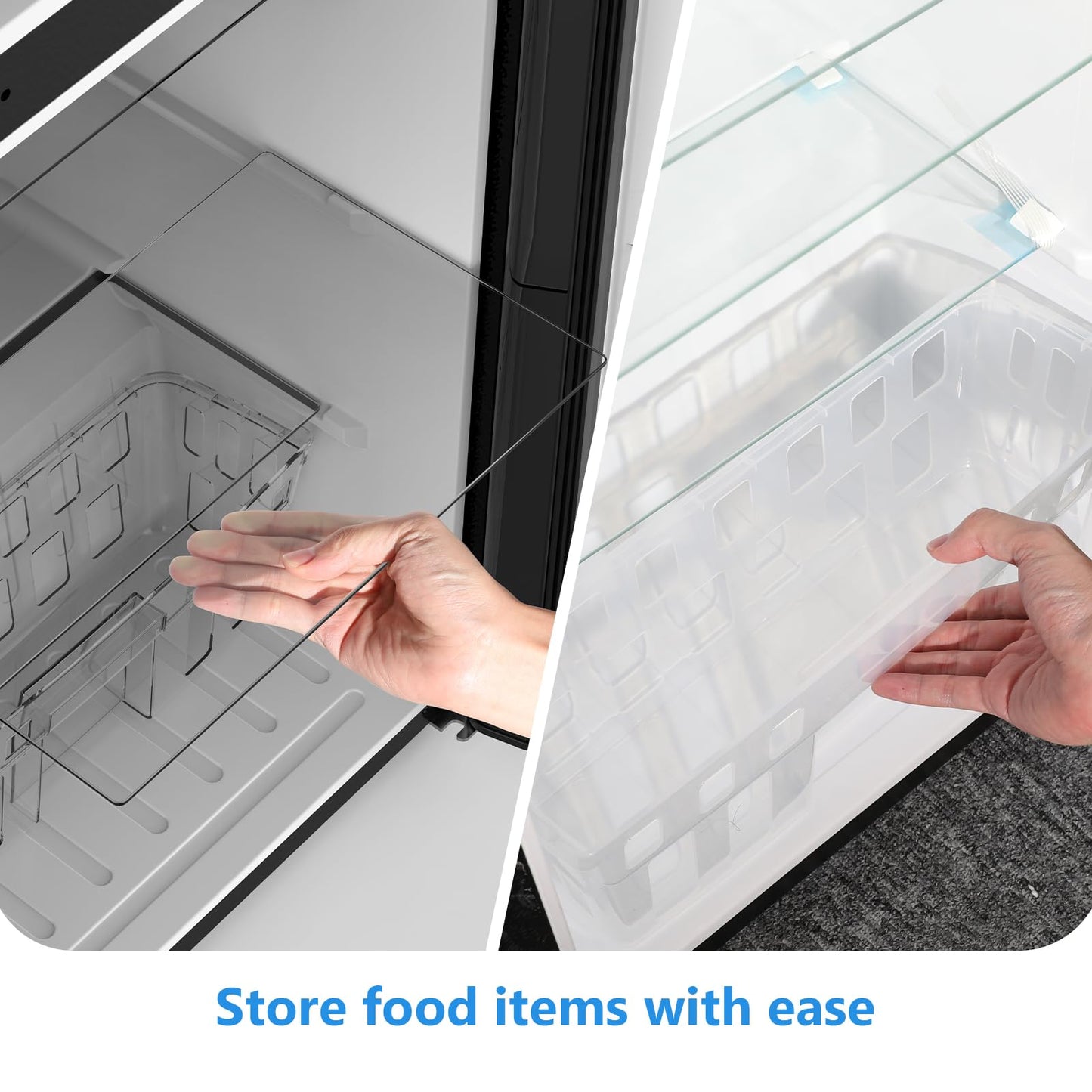4.5 Cu.Ft Mini Fridge with Freezer, 2 Door Compact Refrigerator, Small Fridge with Adjustable Thermostat Energy Ultra Quiet, Mini Fridge Removable Glass Shelves for Bedroom Office Dorm Black