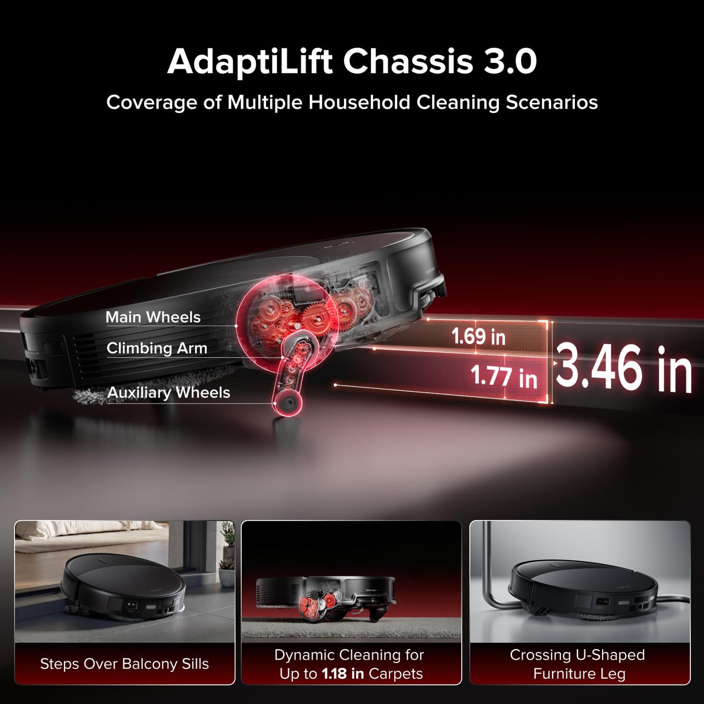 roborock Saros 20 Robot Vacuum and Mop, 36,000 Pa, 3.46 in Double-Layer Threshold, 3.14’’ Ultra Slim, Zero-Tangle, 212°F Hot Water Wash, AI Powered Smart Cleaning for Carpet, 300+ Obstacle Avoidance