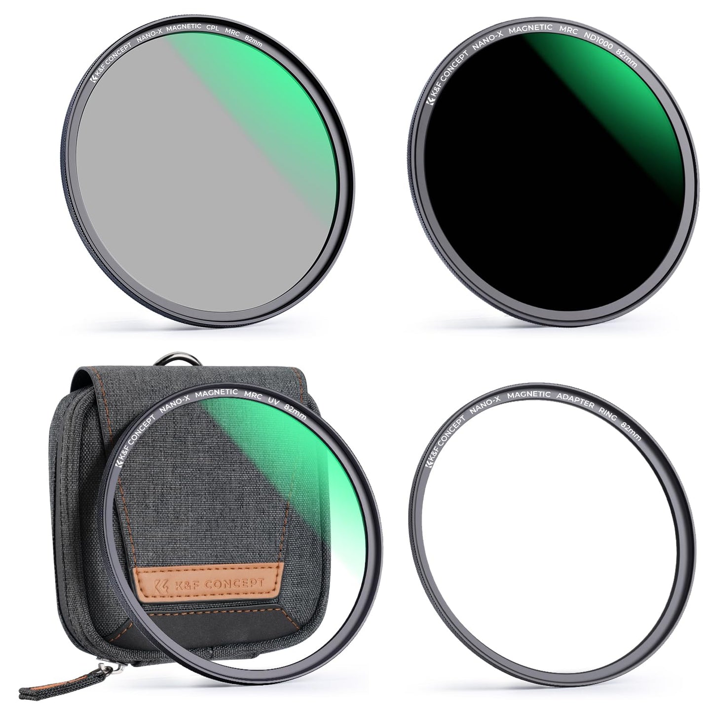 K&F CONCEPT 95mm Magnetic MCUV CPL Fixed ND1000 Magnetic Basic Ring 4-in-1 Lens Filters Kit with 28 Multi-Coatings for Camera Lens (Nano-X Series)