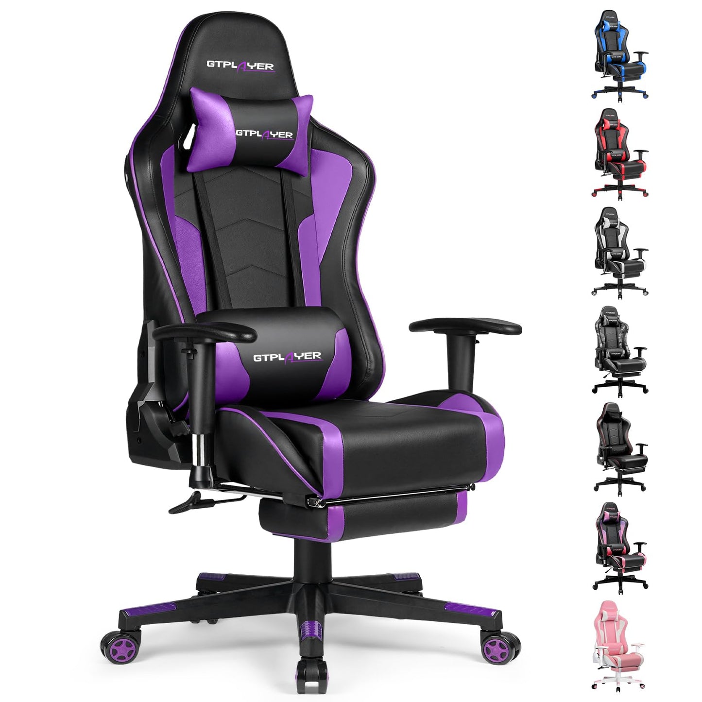 GTPLAYER Gaming Chair with Footrest Speakers Video Game Chair Bluetooth Music Heavy Duty Ergonomic Computer Office Desk Chair