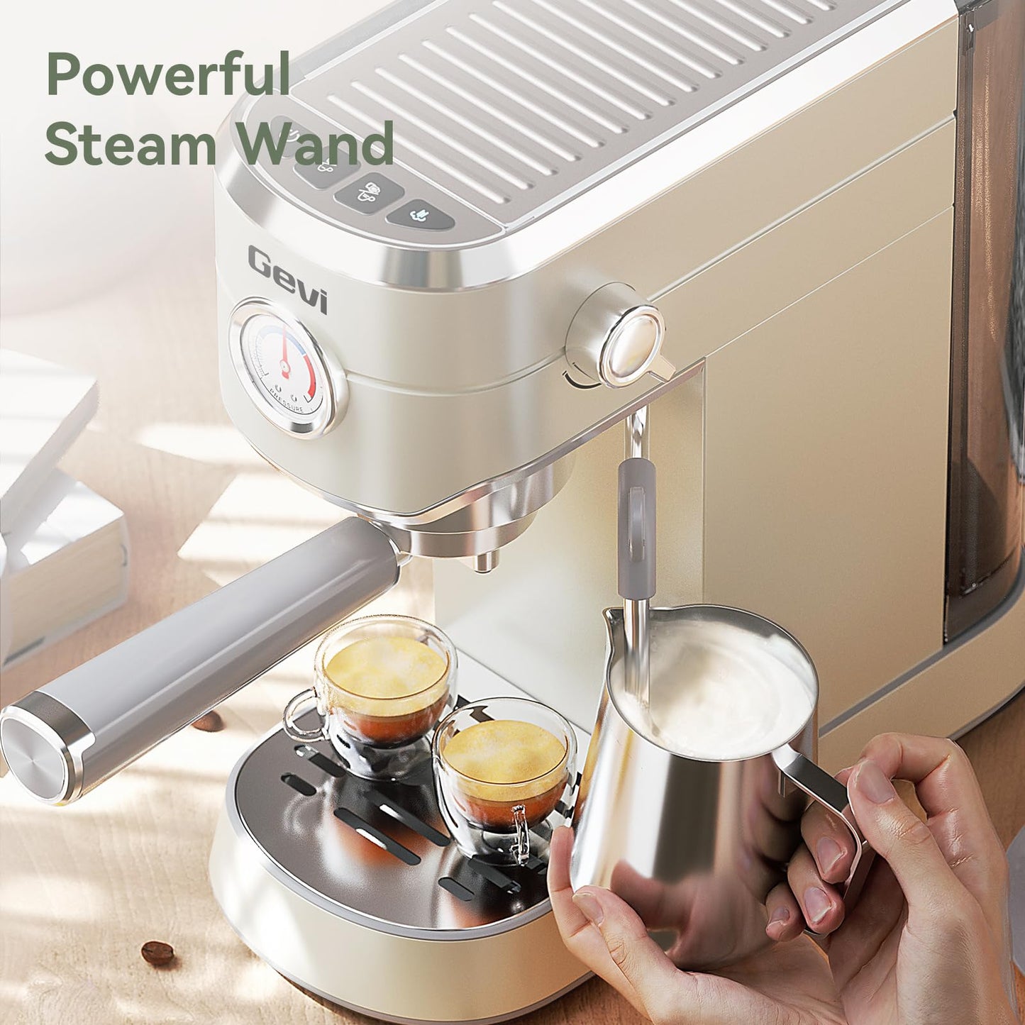 Gevi Commercial Espresso and Coffee Makers, Professional Espresso Maker Latte Machine with Milk Frother, Stainless Steel Expresso Coffee Machines for Home, Compact Cappuccino Machine, Great Gift