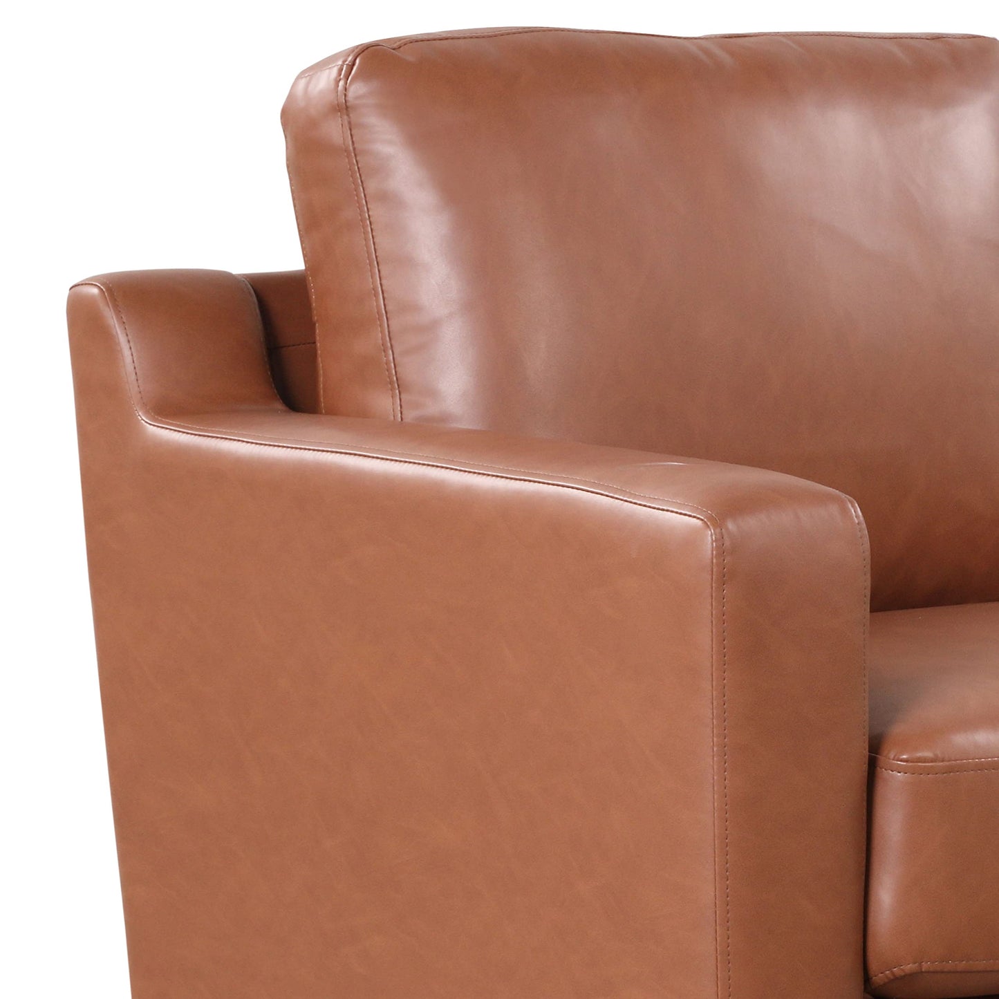 Serta Triton 78" Sofa, Transitional Modern, Dreamcoil Comfort, Metal Legs, Vegan Leather, Brown