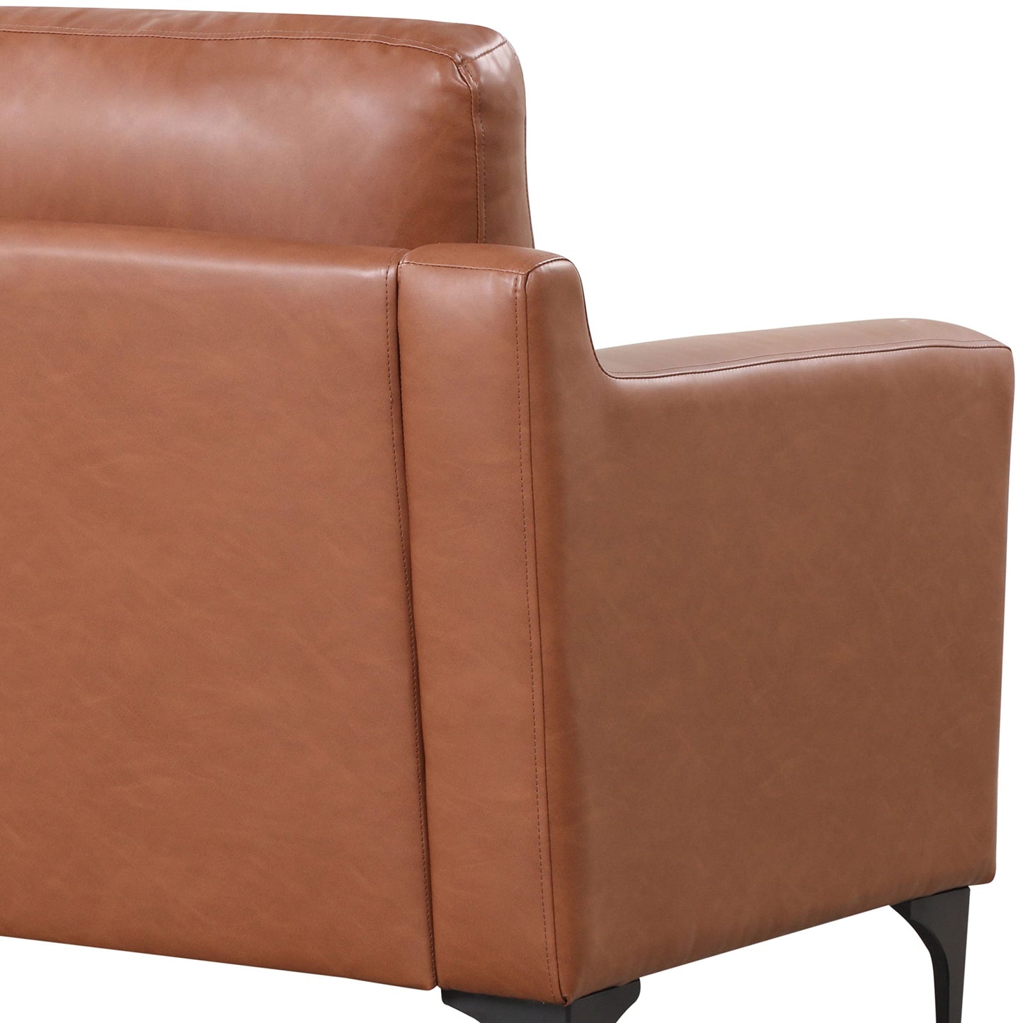 Serta Triton 78" Sofa, Transitional Modern, Dreamcoil Comfort, Metal Legs, Vegan Leather, Brown