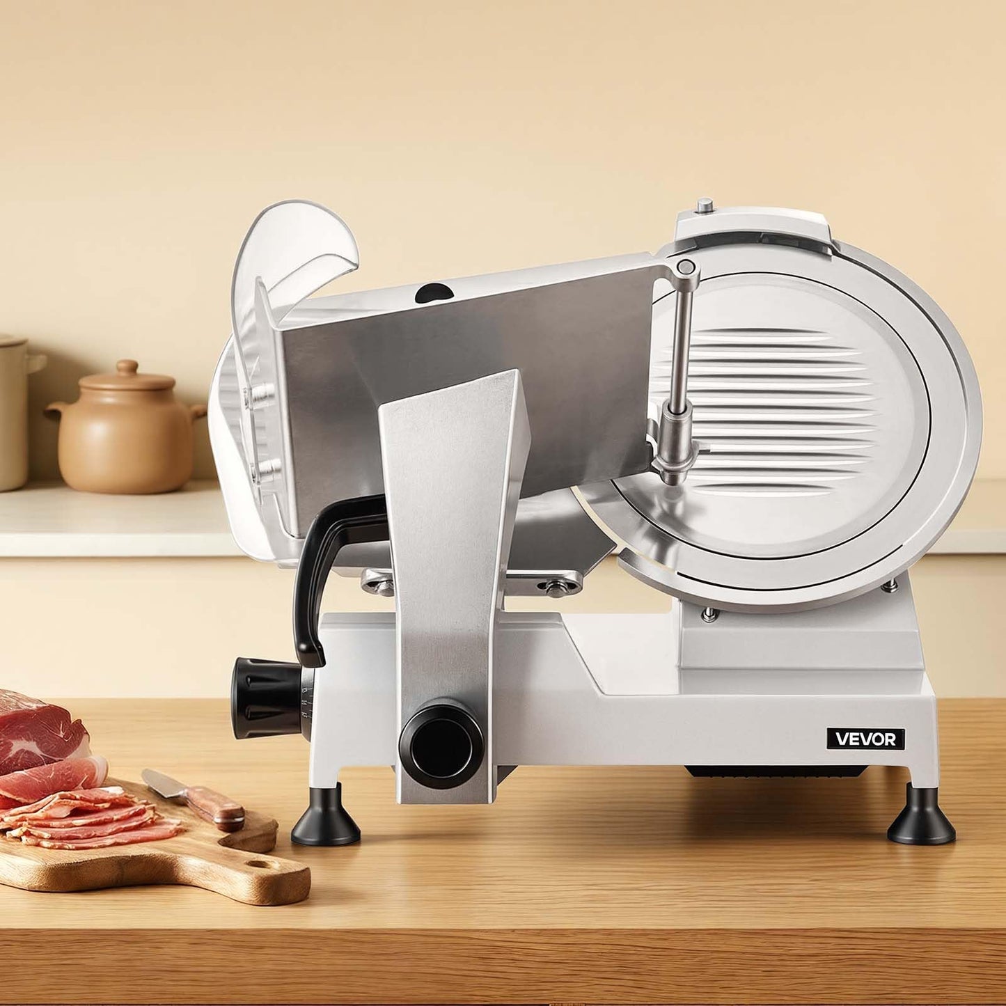 VEVOR Commercial Meat Slicer, 320W Electric Deli Food Slicer with 12" Carbon Steel Blade, Built-In Sharpener & 0-0.6" Adjustable Thickness for Frozen Meat, Ham, Baguett, Steak, UL Approved