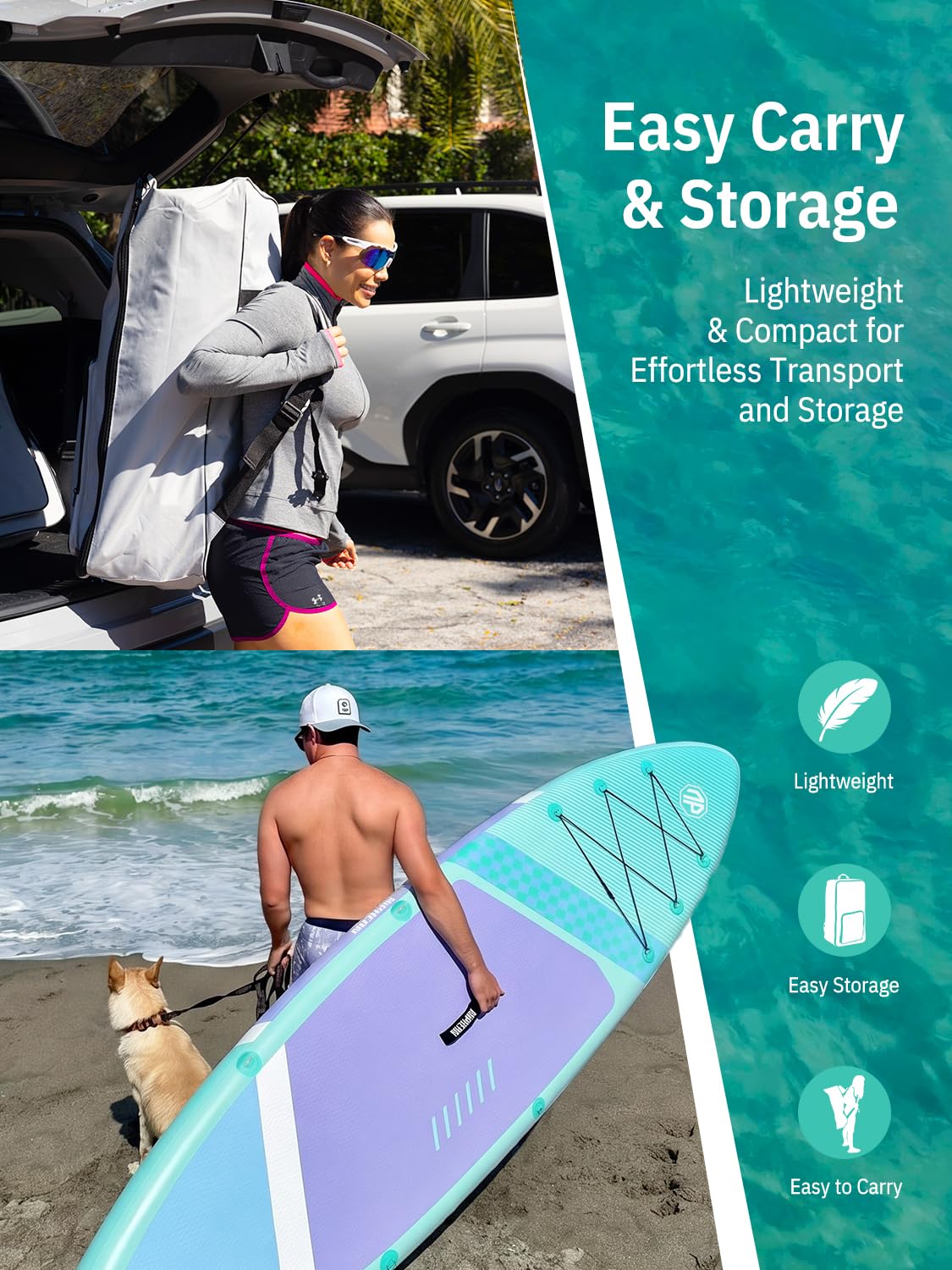 Niphean Inflatable Stand Up Paddle Board with SUP Accessories, Anti-Slip EVA Deck, 10’6’’ Inflatable Paddle Boards for Adults & Youth of All Skill Levels,Pink