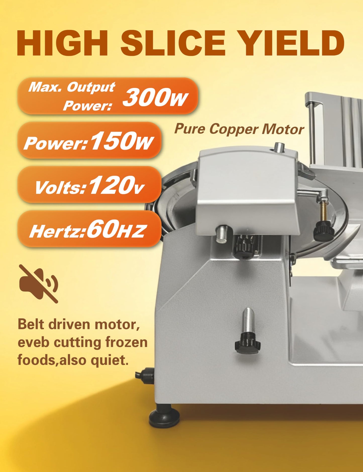 YaJenna Electric Meat Slicer 10" 300W Deli and Ham Food Cheese Jerky Steak Slicer Cutting Machine Semi-Auto 0-15MM Adjustable Slice Thickness