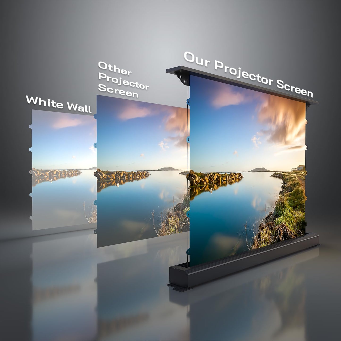 YODOLLA 72 inch Projector Screen Motorized Floor Rising 16:9 HD Retractable Electric Projector Screen 4K3D Automatic Pop Up Projection Screen with Remote Movie Screen for Indoor MeetingHomeTheater