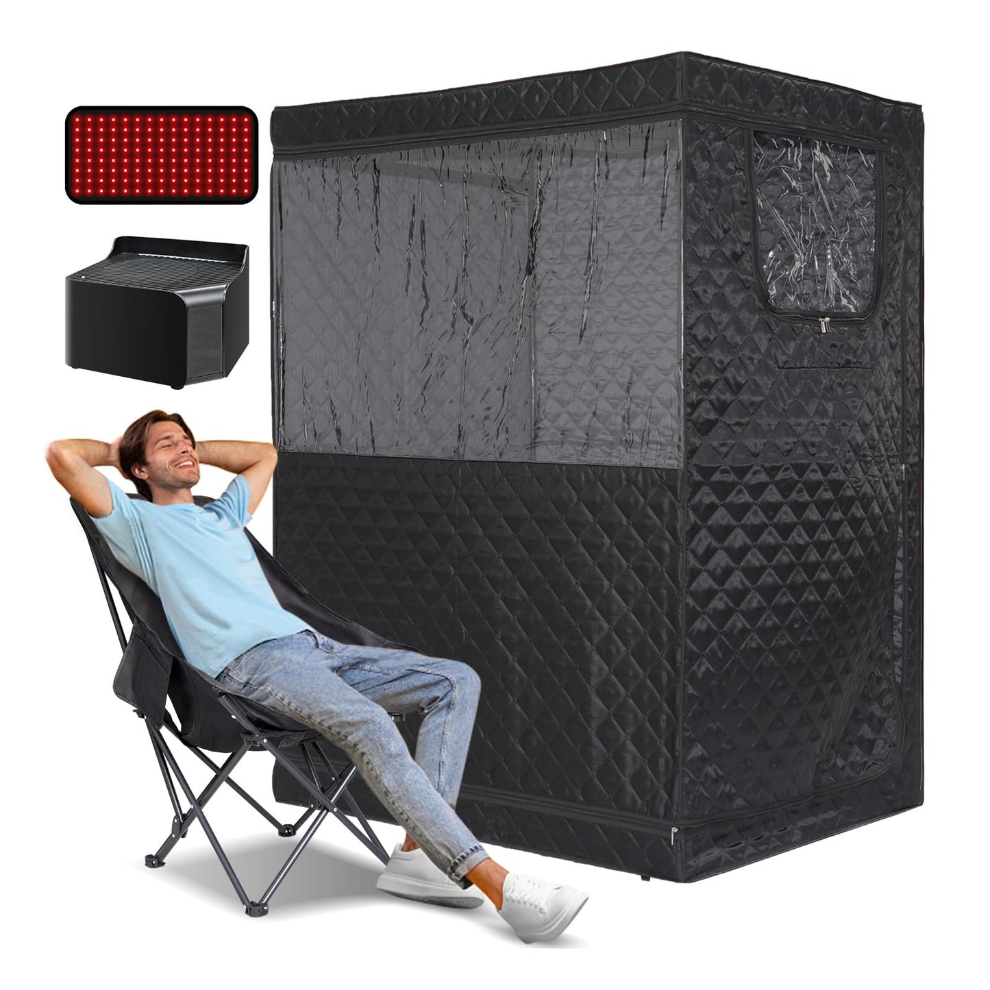 Smartamk 2 Person Portable Hot Air Sauna, with 660nm Red Light Therapy