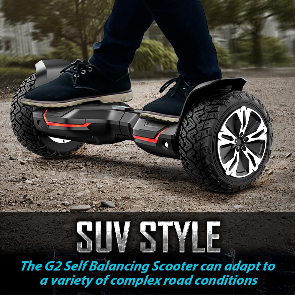 Gyroor Warrior 8.5 inch G2 All Terrain Off Road Scooter with Bluetooth Speakers and LED Lights, Self Balancing Scooter for Kids ages 6-12 and Adults