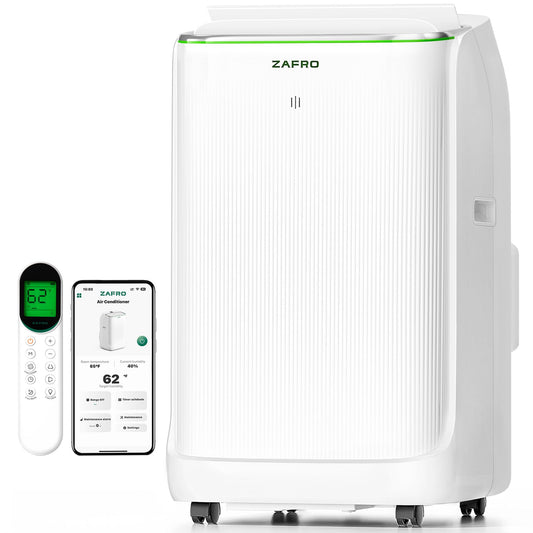 ZAFRO Smart Inverter Portable Air Conditioners, 16000 BTU (12000 BTU SACC) Dual Hose Portable AC Unit with Energy Saving/Ultra Quiet(38dB Upgraded)/Drainage-free Cool/APP/Remote for Multi-Scenario Use