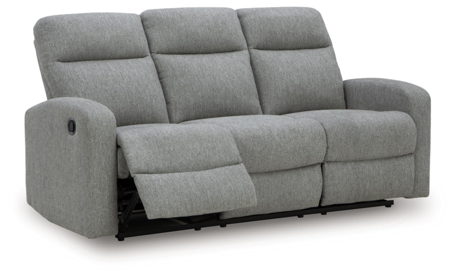 Signature Design by Ashley Carrigan Lane Classic Manual Pull Tab Dual Sided Reclining Sofa with Position Lock, Gray
