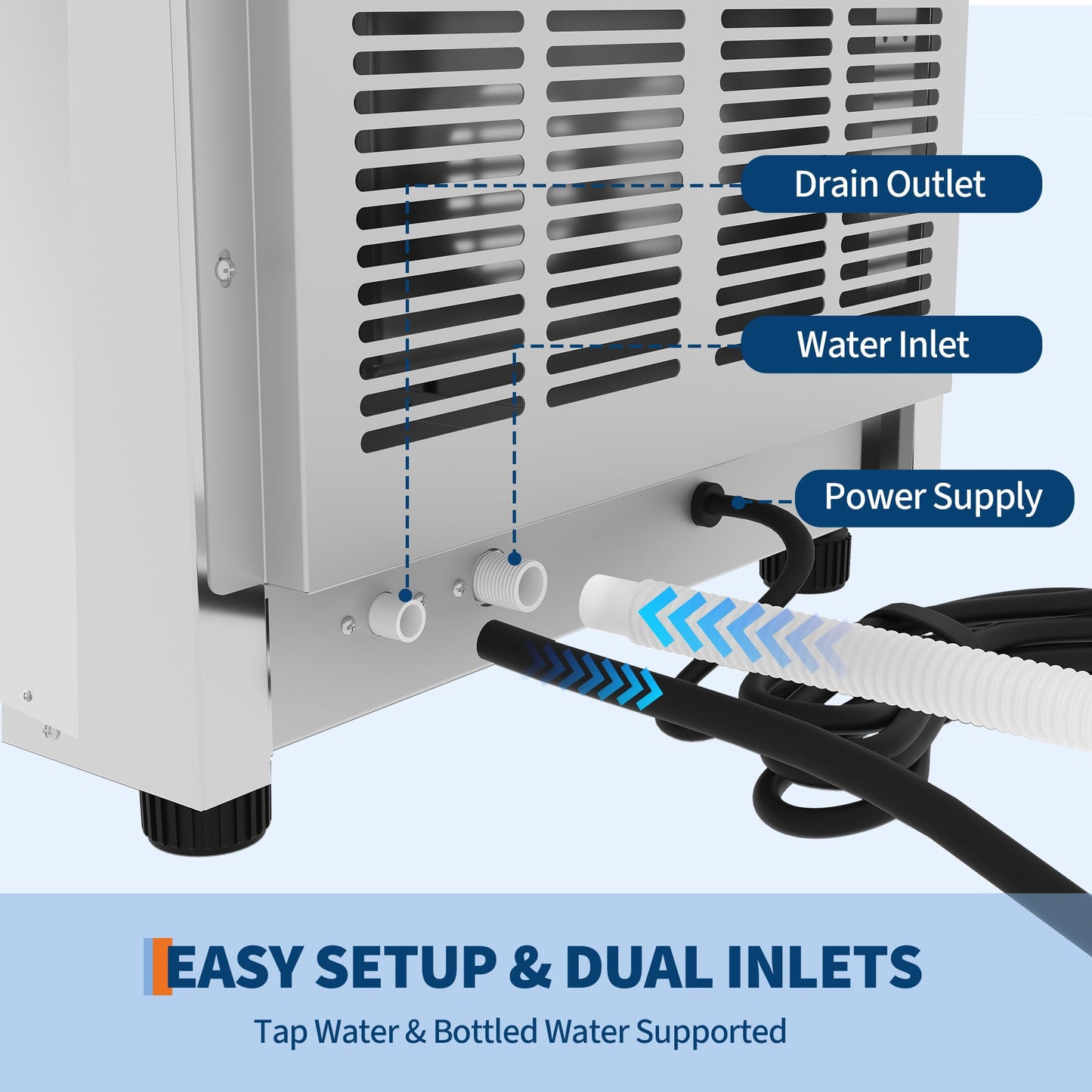 Commercial Ice Maker Machine 120lbs/24h, 36lbs Storage Capacity,Dual Water Inlet Mode,Built-in/Freestanding/Under Counter Ice Maker with Self-Cleaning, ETL Certified for Home Bar Restaurant