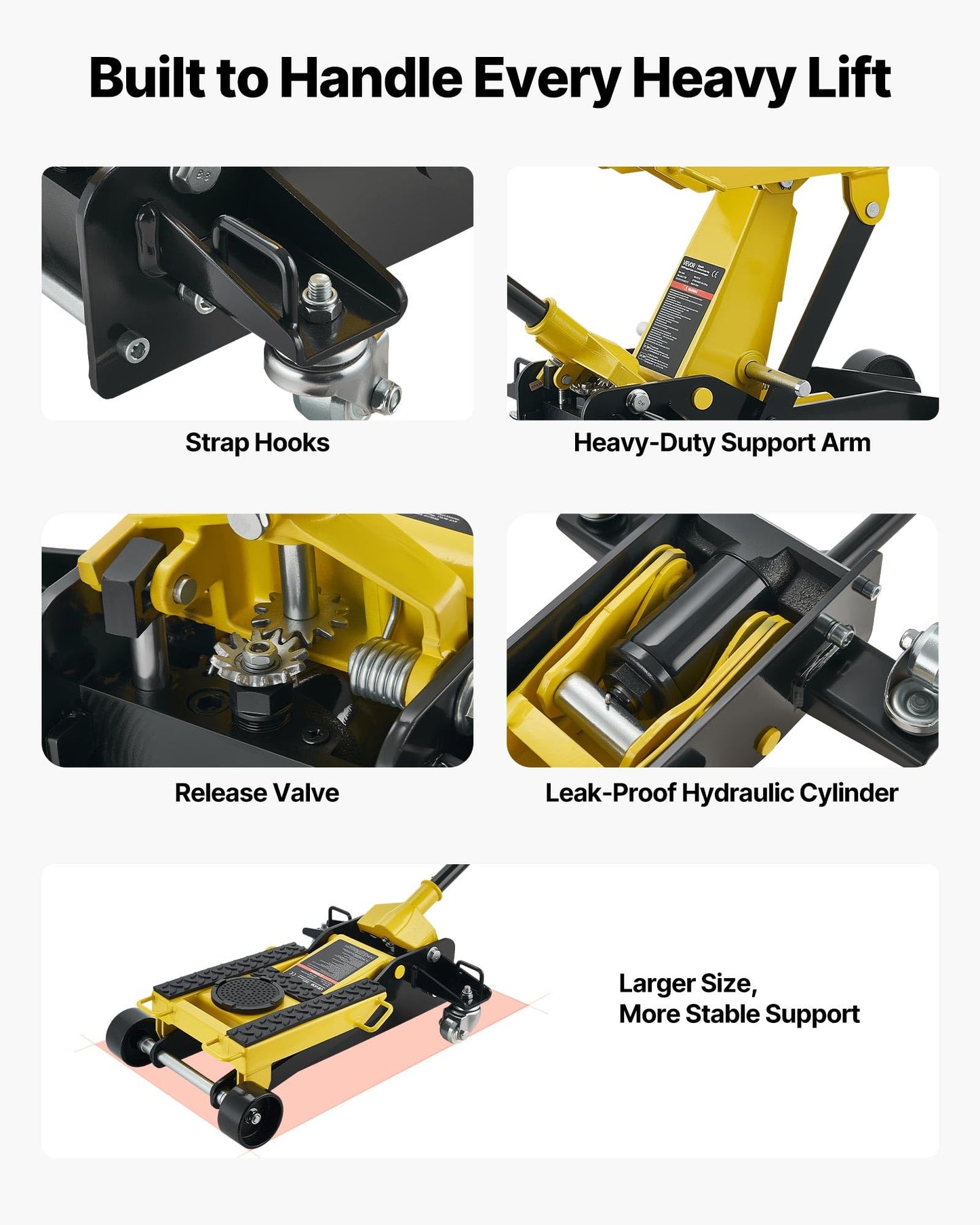 VEVOR Low Profile Floor Jack, 2 Ton (4409 lbs) Capacity, Steel Racing Floor Jack with Single Piston Quick Lift Pump, Hydraulic Trolley Car Lift for Cars, Motorcycles, ATVs, Lifting Range 5.7"-17"