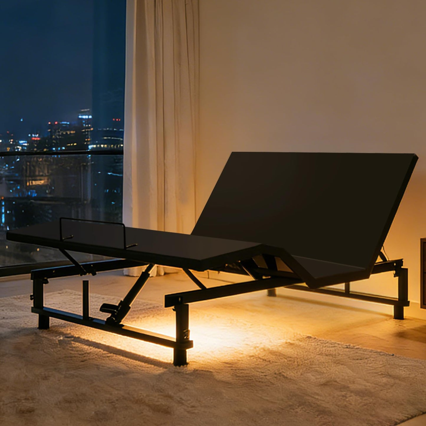 DNYN Queen Size Adjustable Bed Base Frame with USB Ports and Wireless Remote for Bedroom/Guest Room, Zero Gravity Bed with Head and Foot Incline, Space-Saving & No Box Spring Needed