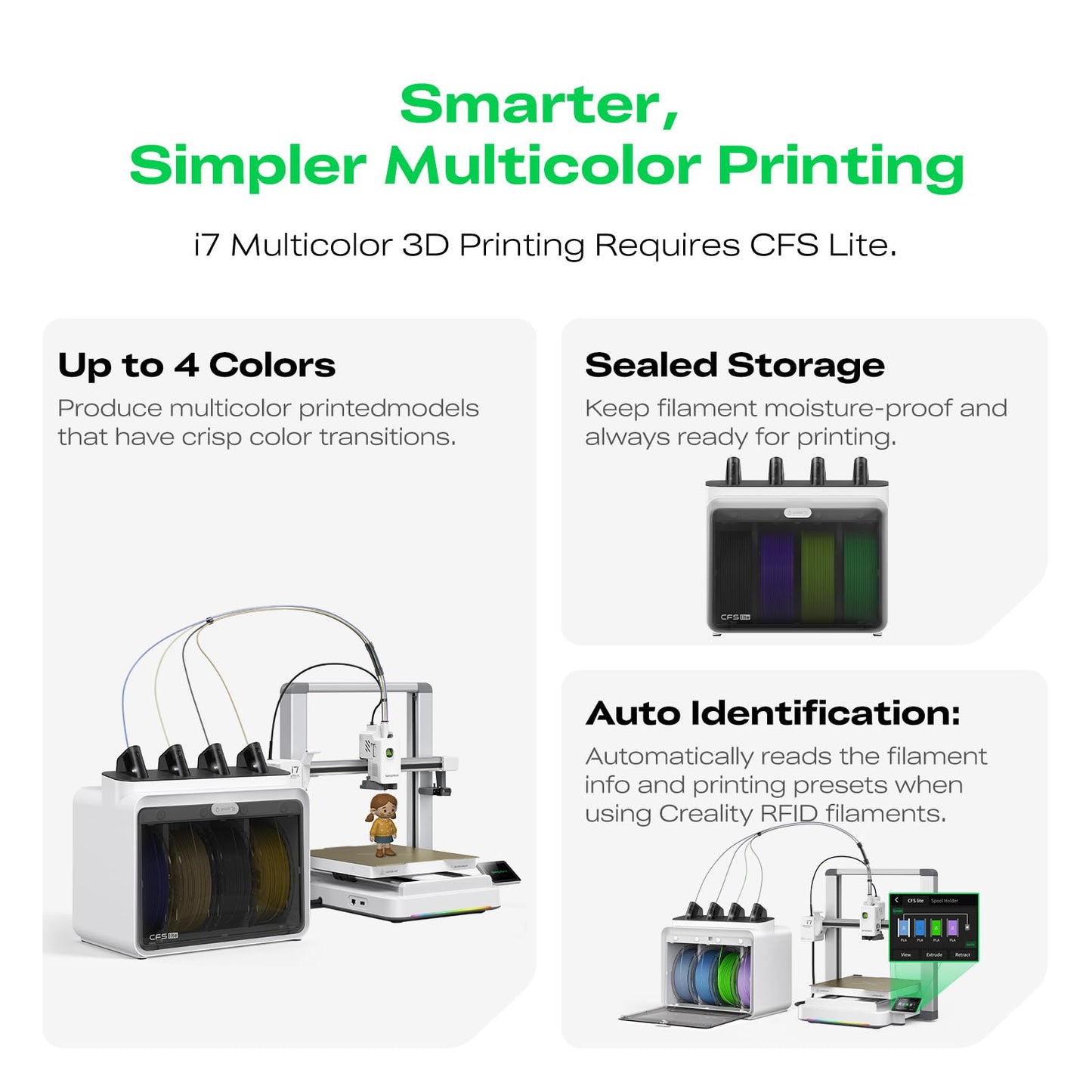 Creality SPARKX i7 3D Printer Multi Color 3D Printing 500mm/s High Speed 95% Pre-Assemble AI Photo 3D Printing RGB Light Smart AI Camera Auto-Leveling Essential Parts Low Noise 10.24×10.24×10 inch