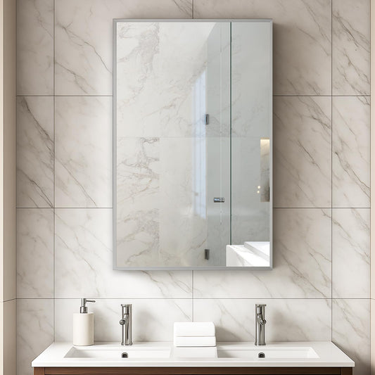 Blossom 15 Inch Wide Medicine Cabinet for Bathroom - Architectural Grade Aluminum Mirror Cabinet with Storage - 15x26 Recessed Wall Mount, Heavy Duty 8mm Glass Shelves, Anti-Oxidation Design