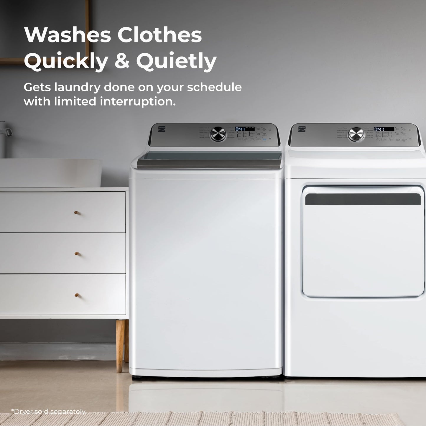 Kenmore 4.4 cu. ft. Top Load Washer with Triple Action Agitator for Tough Dirt & Stains - Reduce Laundry Time with Accela Wash & Express Wash - LED - White