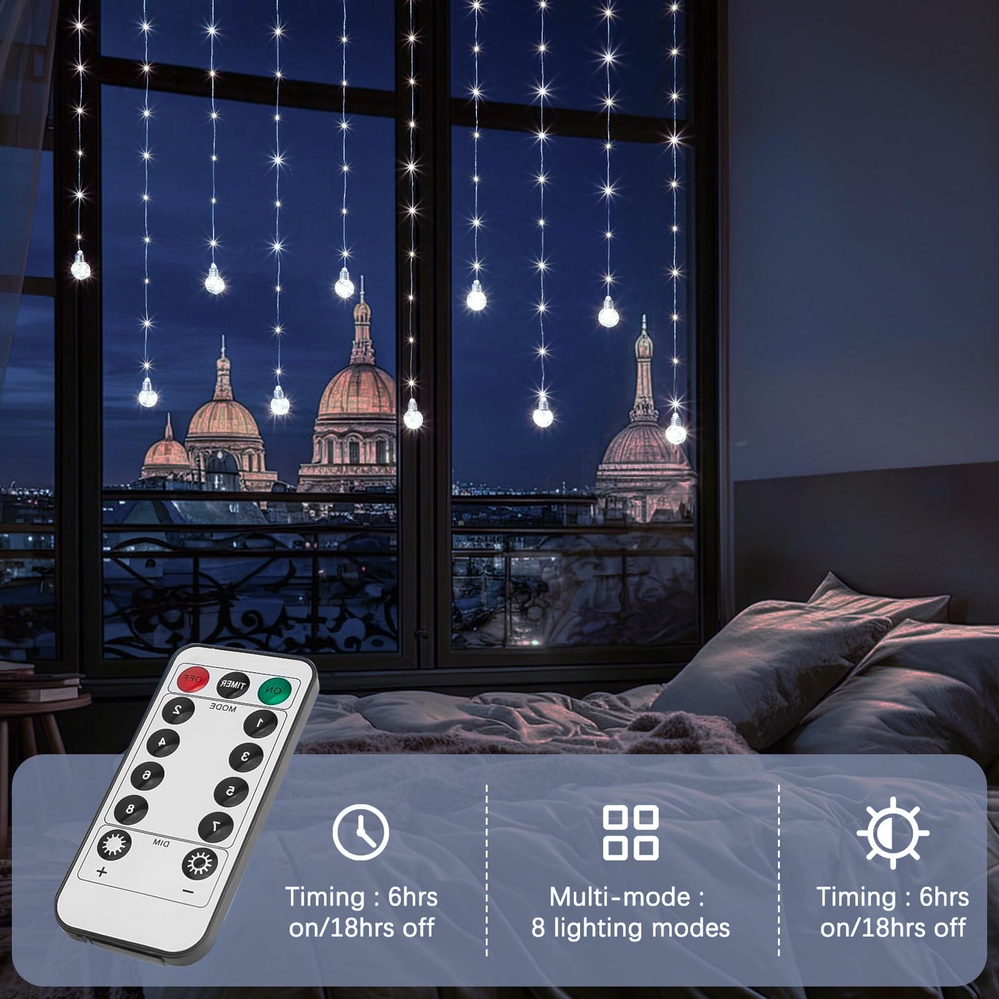 Minetom 200 LED Fairy String Lights, USB Powered, Waterproof, Pure White, for Christmas, Wedding, Party, Bedroom Decoration