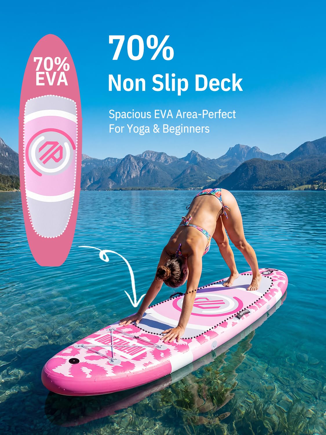 Niphean（Ultra-Light） Inflatable Paddle Board with StabilTrac Fin and Durable SUP Accessories, 10' Stand Up Paddle Boards for Adults & Youth, Versatile Yoga Paddle Board, Gift Ideas-Leopard with Seat