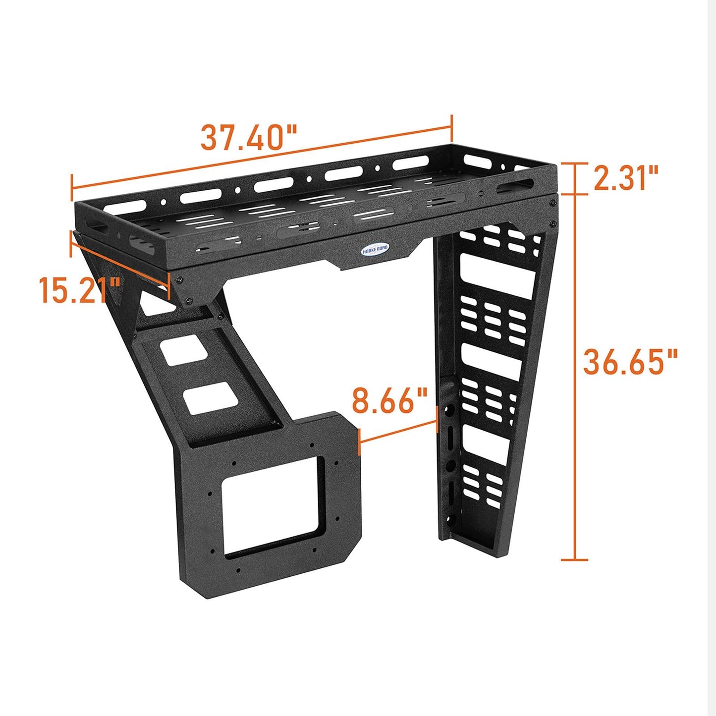 Hooke Road JK Spare Tire Cargo Basket Rack for 2007-2018 Jeep Wrangler JK & Unlimited 2/4 Doors, Rear Steel Storage Tray Luggage Carrier with Reinforced Tailgate Hinge Kit