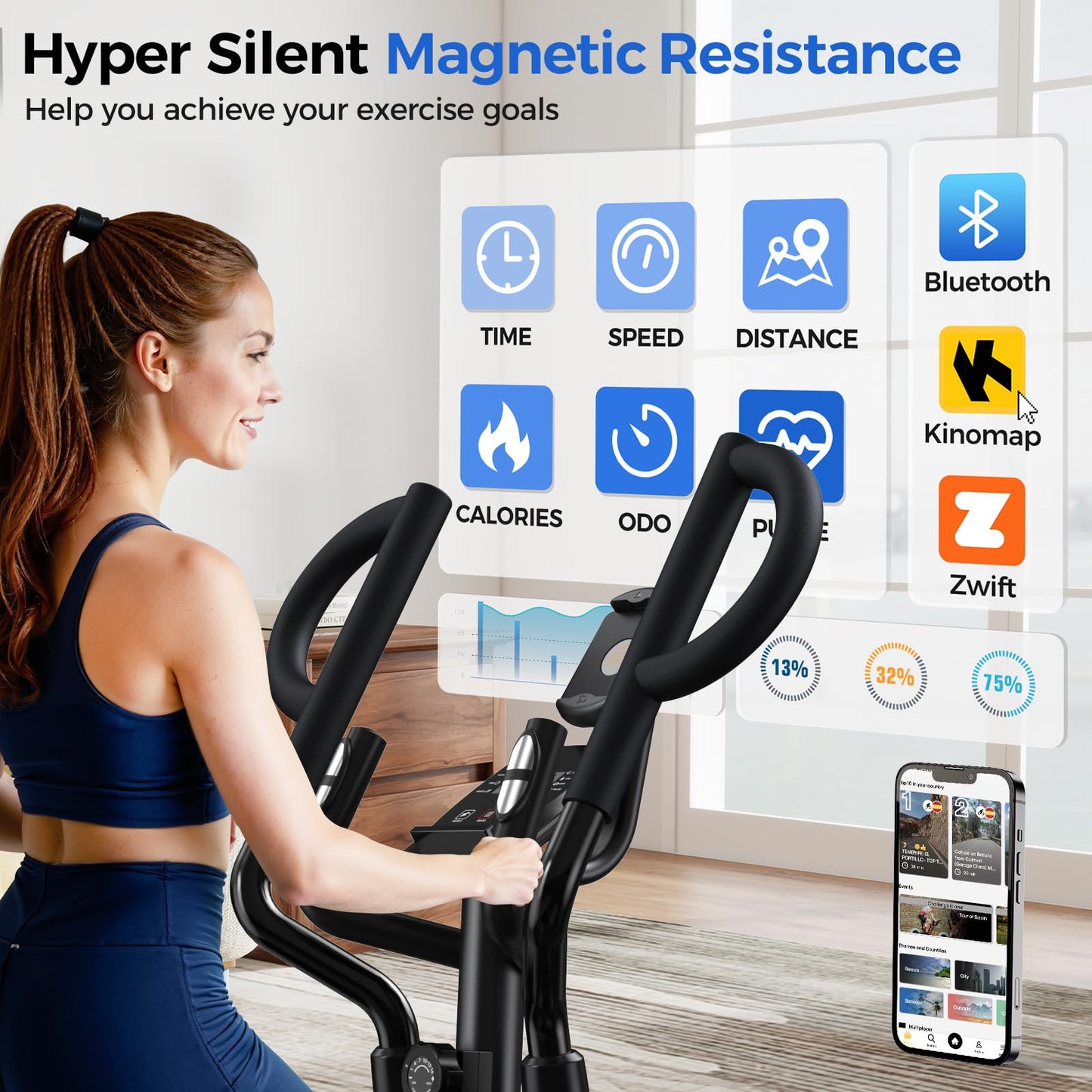 pooboo Elliptical Machine, Elliptical Exercise Machine with16-Level Resistance & Hyper-Quiet Magnetic Driving System, Elliptical Machine for Home with LCD Monitor&15.5IN Stride, 400LBS Weight Capacity