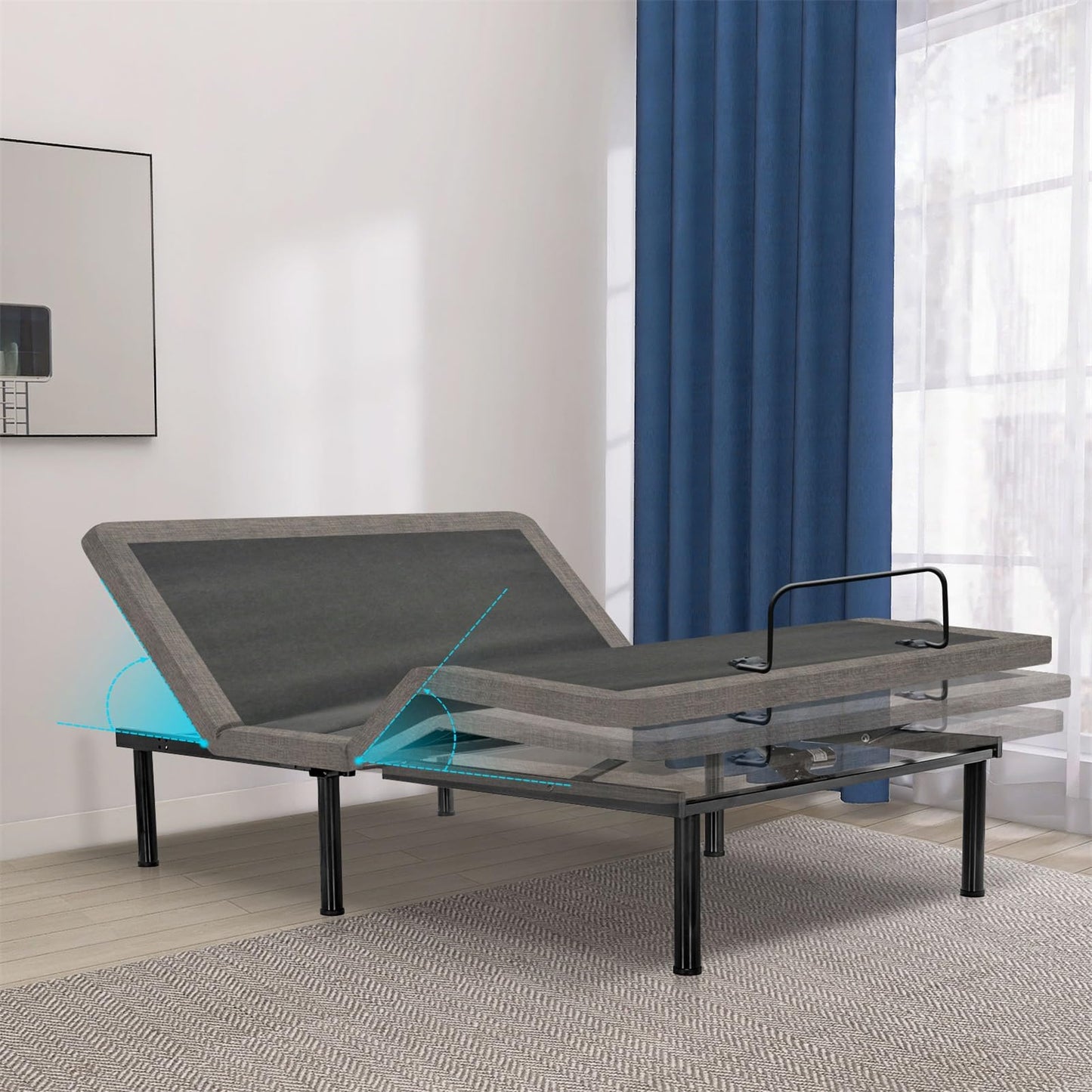 Vipbear Twin XL Adjustable Bed Frame, Adjustable Bed Base with Wireless Remote, Separate Head/Foot Lift, Easy Assembly, Sturdy Metal, 0 Gravity/Anti-Snore, Electric Bed Frame