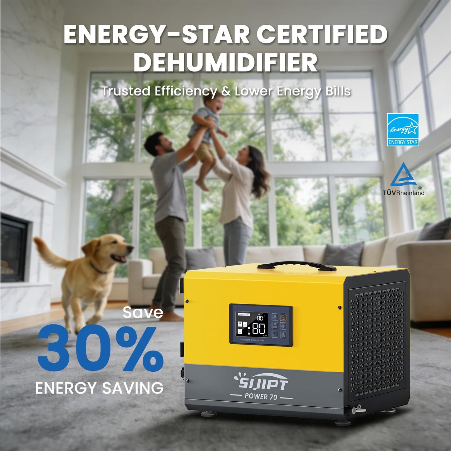 70 Pints ENERGY STAR Commercial Crawl Space Dehumidifier w/Pump & Drain