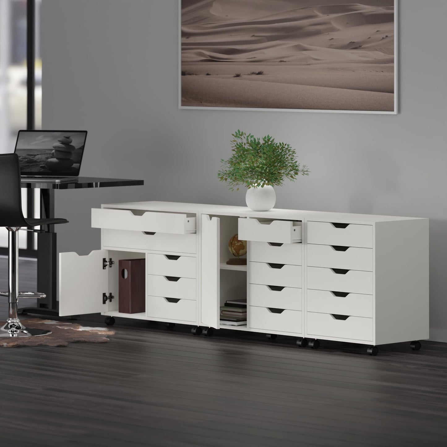 Halifax 3-Pc Storage Cabinet Set, White