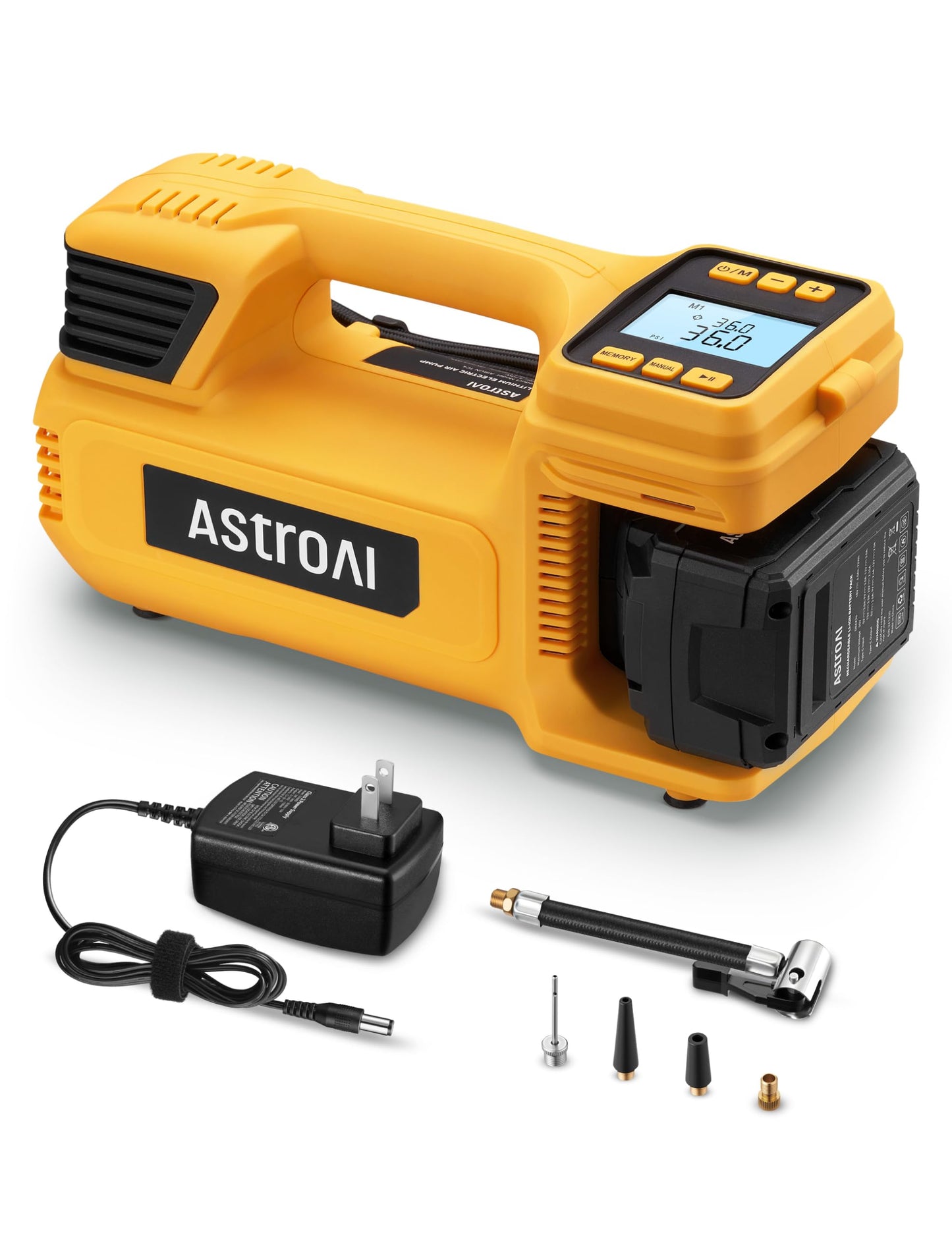 AstroAI TC4 Cordless Tire Inflator Portable Air Compressor, 20V Heavy Duty Air Pump with 4000mAh Battery 50L/Min Fast Inflation, 150PSI Rechargeable Pump with 4 Memory Modes for Car, SUV, Truck Tires