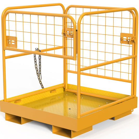 YINTATECH Forklift Safety Cage 36"x36",Forklift Work Platform 1150LBS Capacity,Heavy Duty Steel Forklift Basket Man Platform with 3 Chain,for Aerial Work