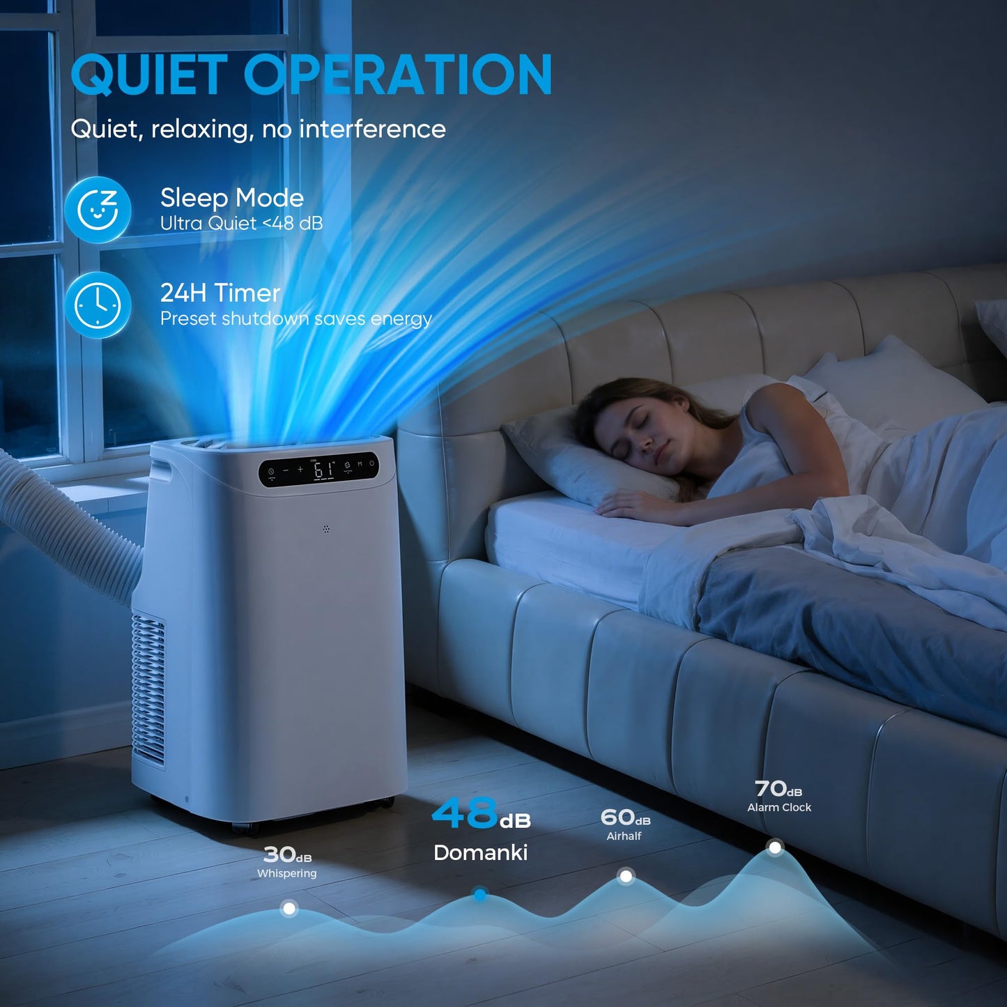 12000 BTU Portable Air Conditioners for Room Cooling up to 500 Sq. Ft, 3-IN-1 Quiet Portable AC Unit with Dehumidifier Fan, Remote Control, Smart Sleep Mode, 24H Timer, Windows Kit Included