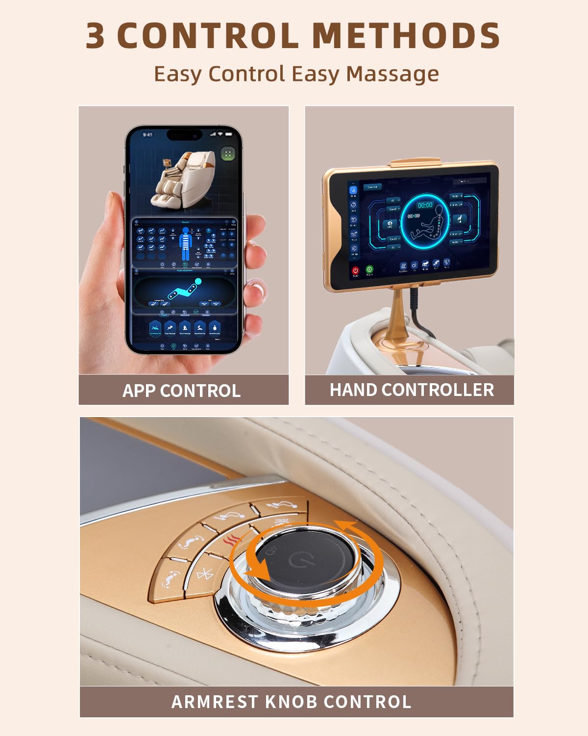 RelaxRelife Massage Chair Full Body, 4D Zero Gravity Massage Chairs, 20 Auto Modes, 11 Massage Technique, 40 Airbags Shiatsu Massage, APP Control with HiFi Bluetooth Speaker Beige