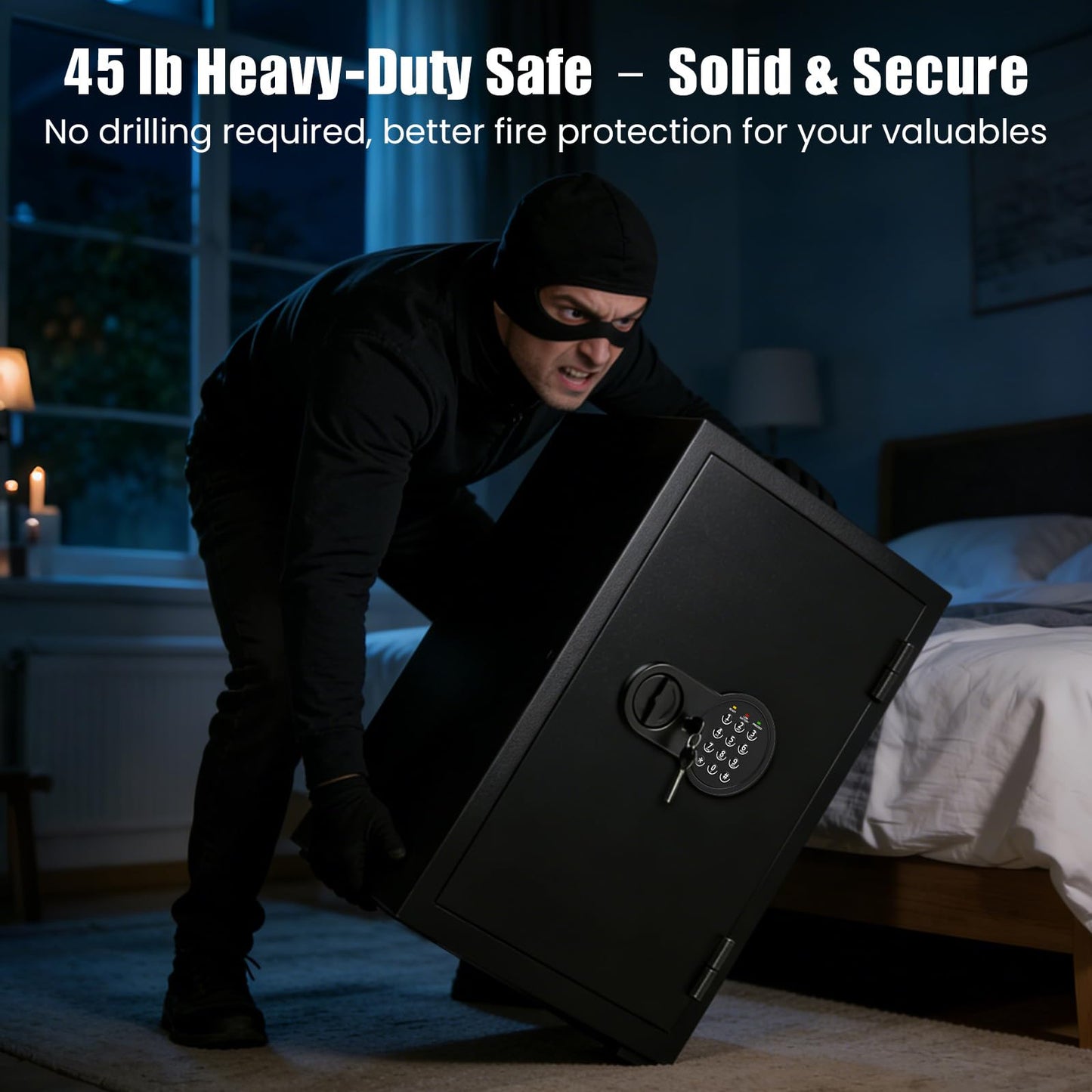 Mitlvge 35Min Real Fireproof Safe Box, 5.0 Cu Ft Home Safes Water and Fireproof with Keys & Pass Code, 3-Removable Shelf and Smart Alert, Fire Proof Safe for Home Use, Fire Resistant Safe 2026 New