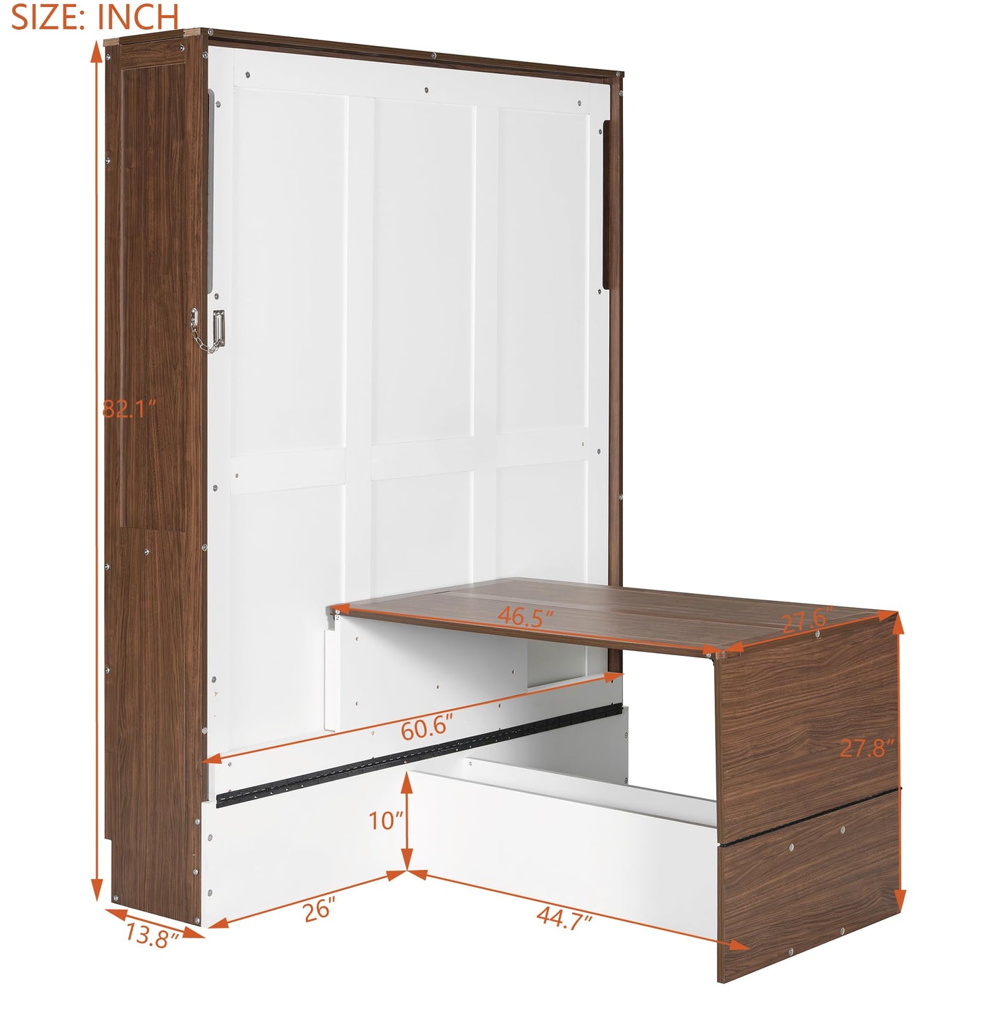 Merax Full Size Murphy Bed with Desk, Space Saving Fold Down Wall Bed