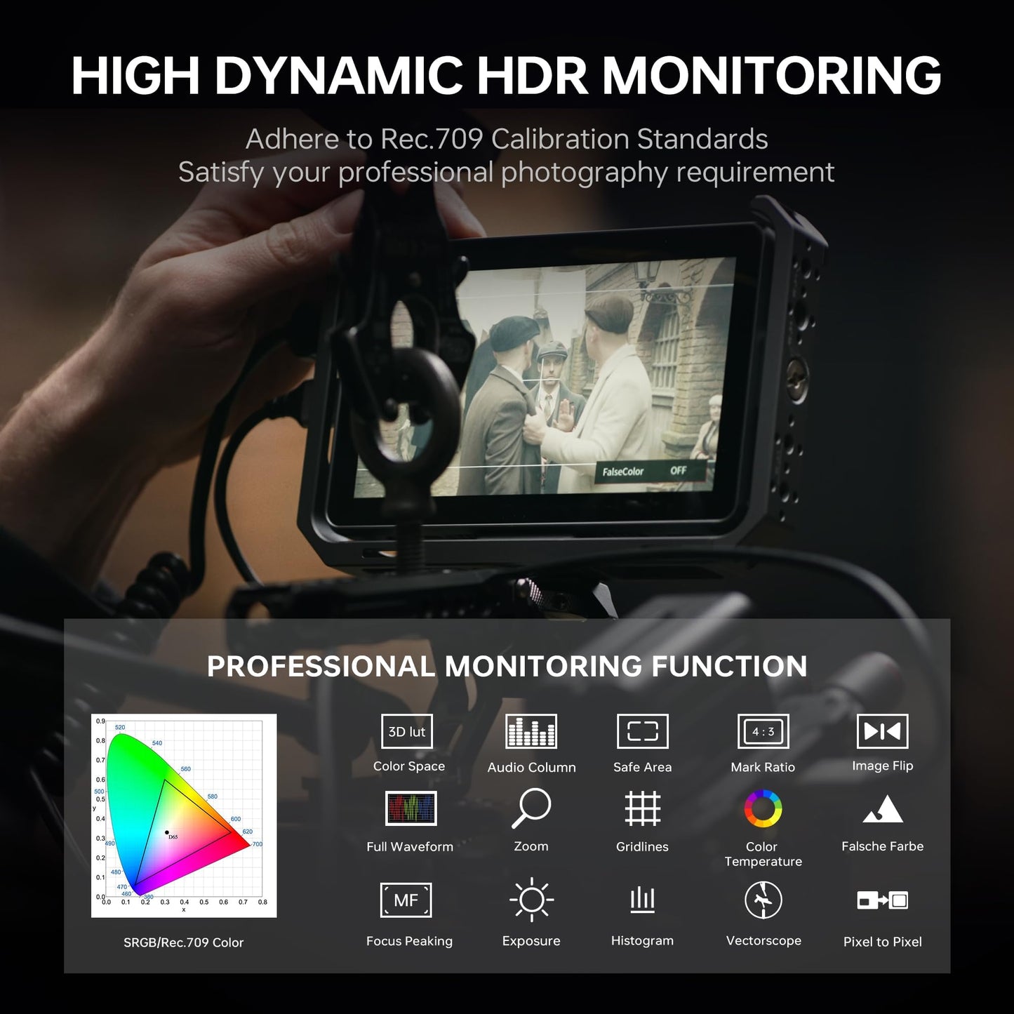 VILTROX DC-X2 2000 Nits Camera Field Monitor Kit with Rig Cage 6 Inch Touchscreen DSLR Monitor with 1920x1080 IPS 4K HDMI Loop in/Out 3D LUTs Waveform Video Peaking Focus Assist Battery Sunshade Hood