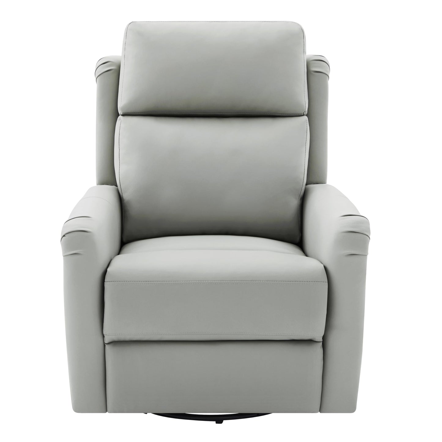 Merax Modern Manual Recliner Chair with Massage & Heat, 270° Swivel Rocking Chair, PU Leather Upholstered Home Theater Recliner with Storage Pocket, Adjustable Backrest for Living Room, Grey