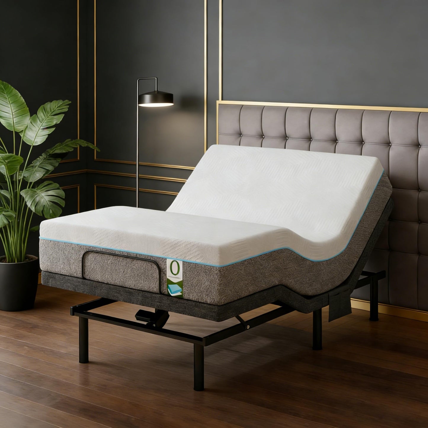 Vipbear Adjustable Bed with Mattress Queen Electric Bed Frame with Head and Foot Incline, Under Bed Light, Adjustable Legs, Zero Gravity Mode, 4 USB Ports, Wireless Remote