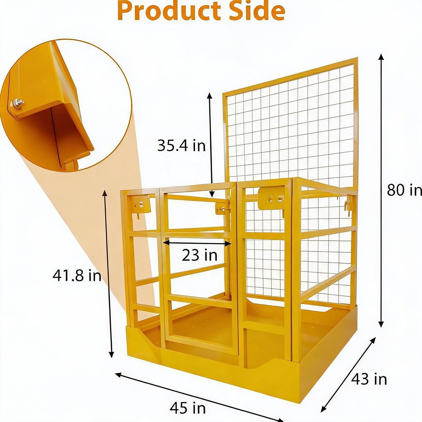43"x45" Forklift Platform Safety Cage,Work Platform for Loader,Man Basket for Forklift,1800lbs Capacity with Safety Harness & Lock,2-Man Collapsible Lift Basket for Lifting Loader