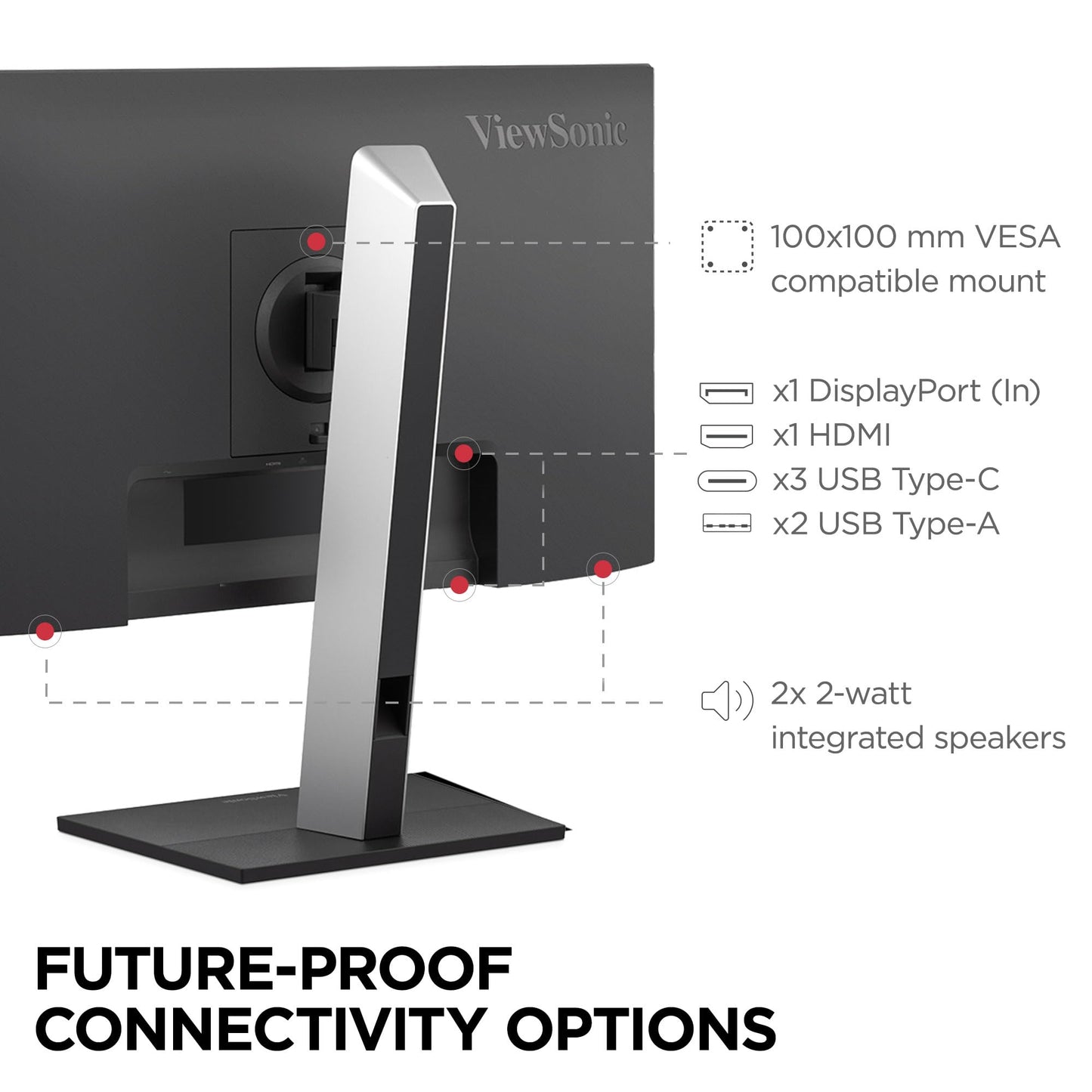 ViewSonic VG2752-2K 27 Inch 1440p Monitor, IPS Display with 100Hz for Smooth Home and Office Productivity, Full Ergonomic Adjustability, 5-Port USB Hub, 65W USB-C, HDMI, and DisplayPort Inputs