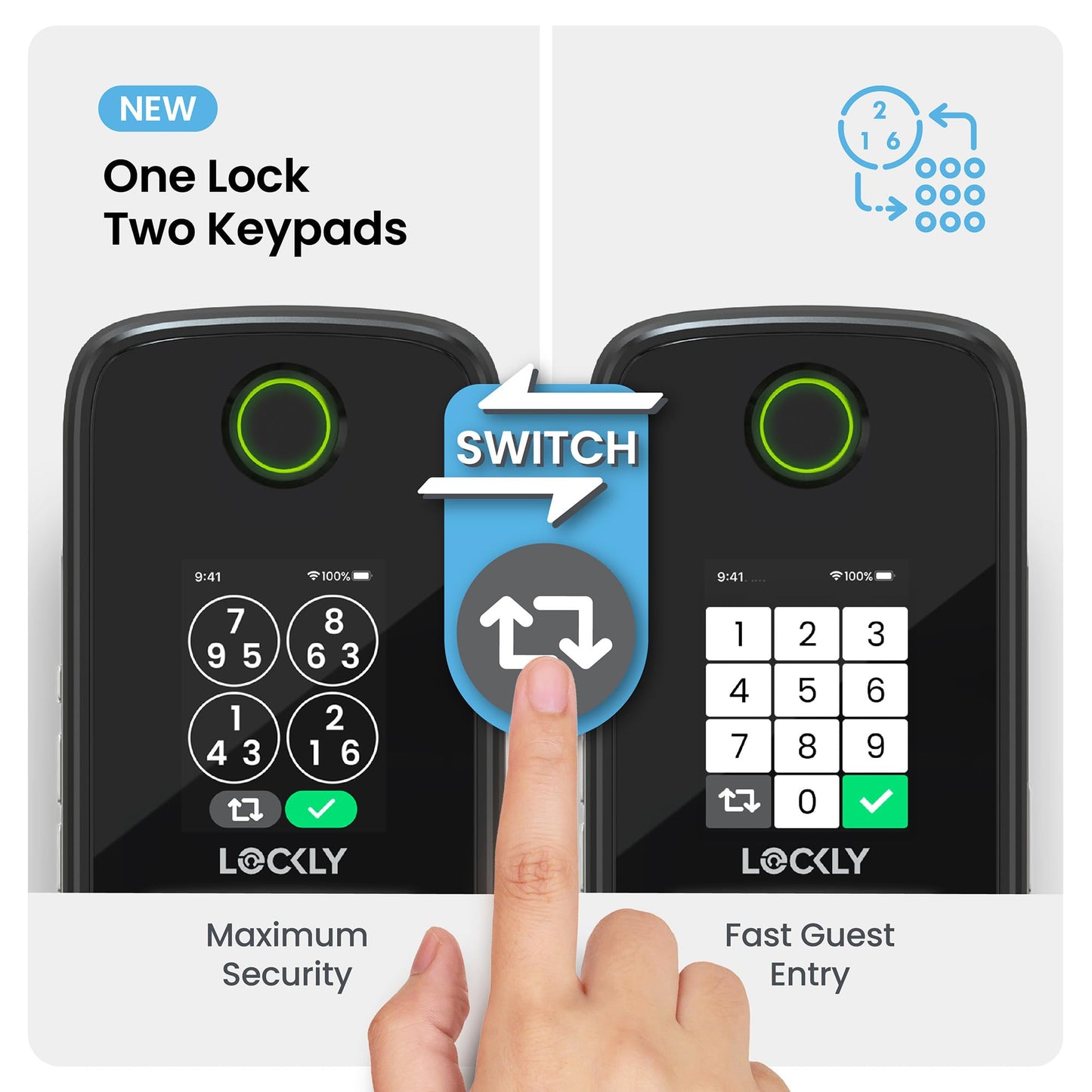 Lockly Secure Pro Smart Lock with Handle - Biometric Fingerprint & Patented Anti-Peep PIN Genie Keypad, Built-in Wi-Fi Keyless Entry Door Lock, App Remote Control, Works with Alexa & Google Assistant