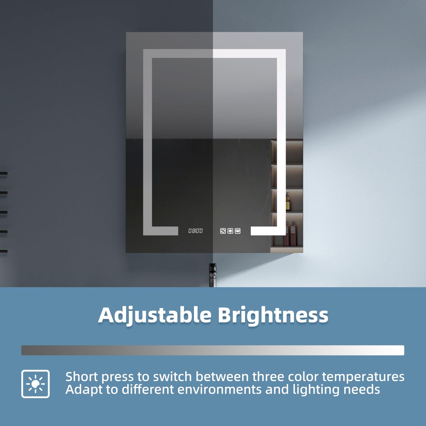 SGTLCNG LED Medicine Cabinet Mirror, 24x30 Inch Bathroom Storage, Recessed/Wall Mount, Plug-in/Hardwired, 3 Color Dimmable Light, Anti-Fog, Time Temp Display, Left Hinge