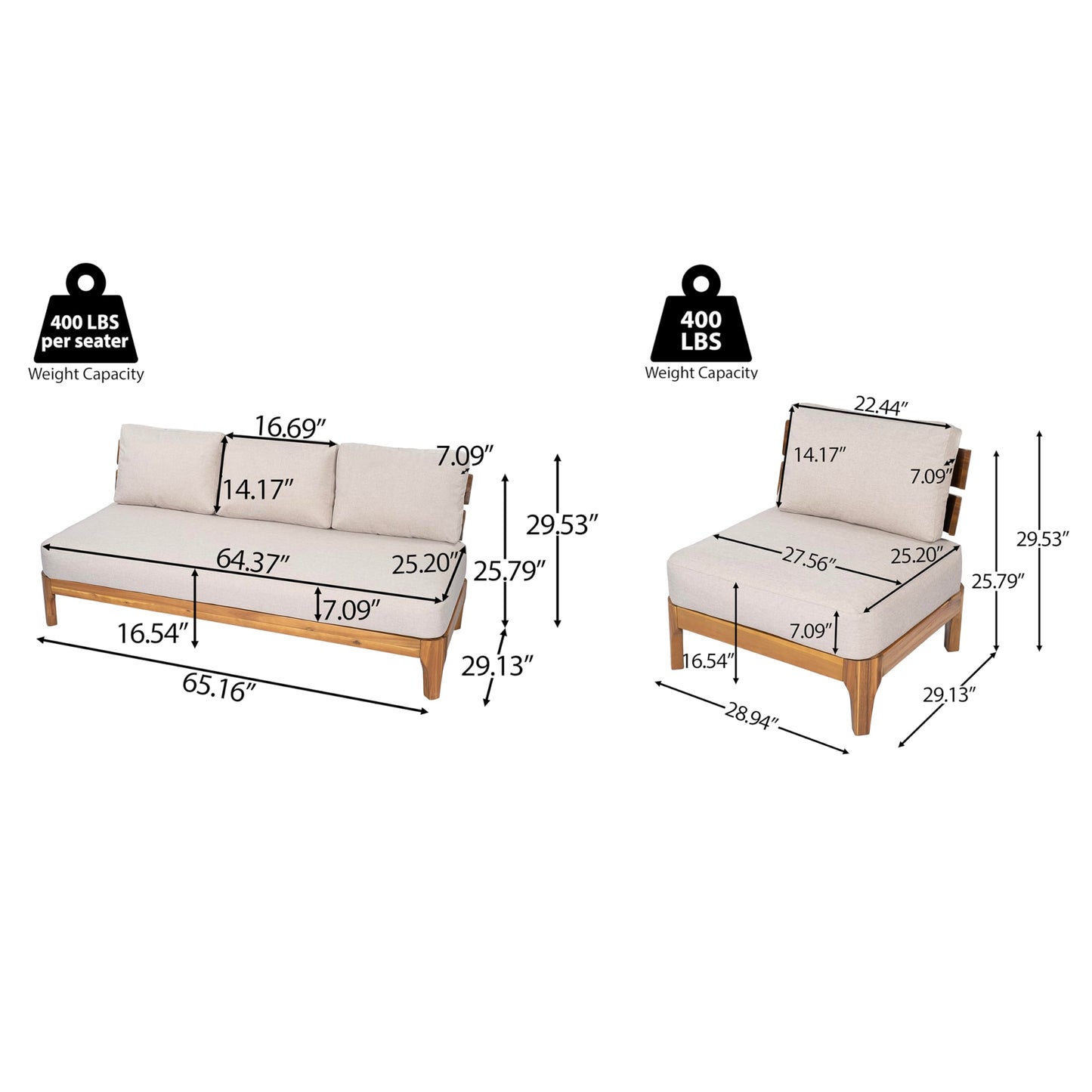 Christopher Knight Home James Patio Furniture Set with 3 Seater Sofa and 2 Club Chairs, Wooden Conversation Sofa Set with Cushions, Outdoor Lounge Chairs for Backyard Balcony Poolside, Teak+ Beige