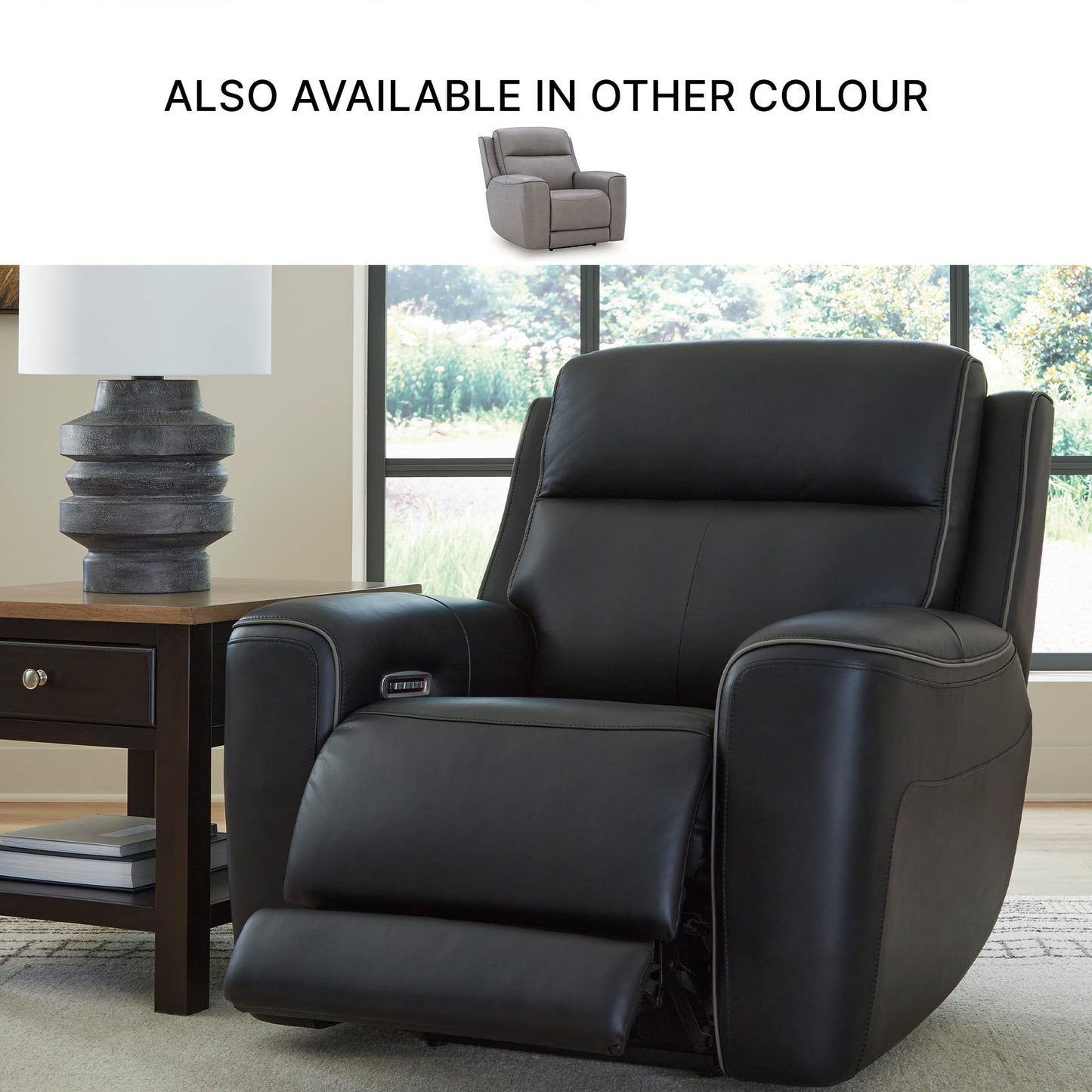 Signature Design by Ashley 5Z-Dreamlight Urban Power Recliner with Adjustable Headrest and USB Charging, Black