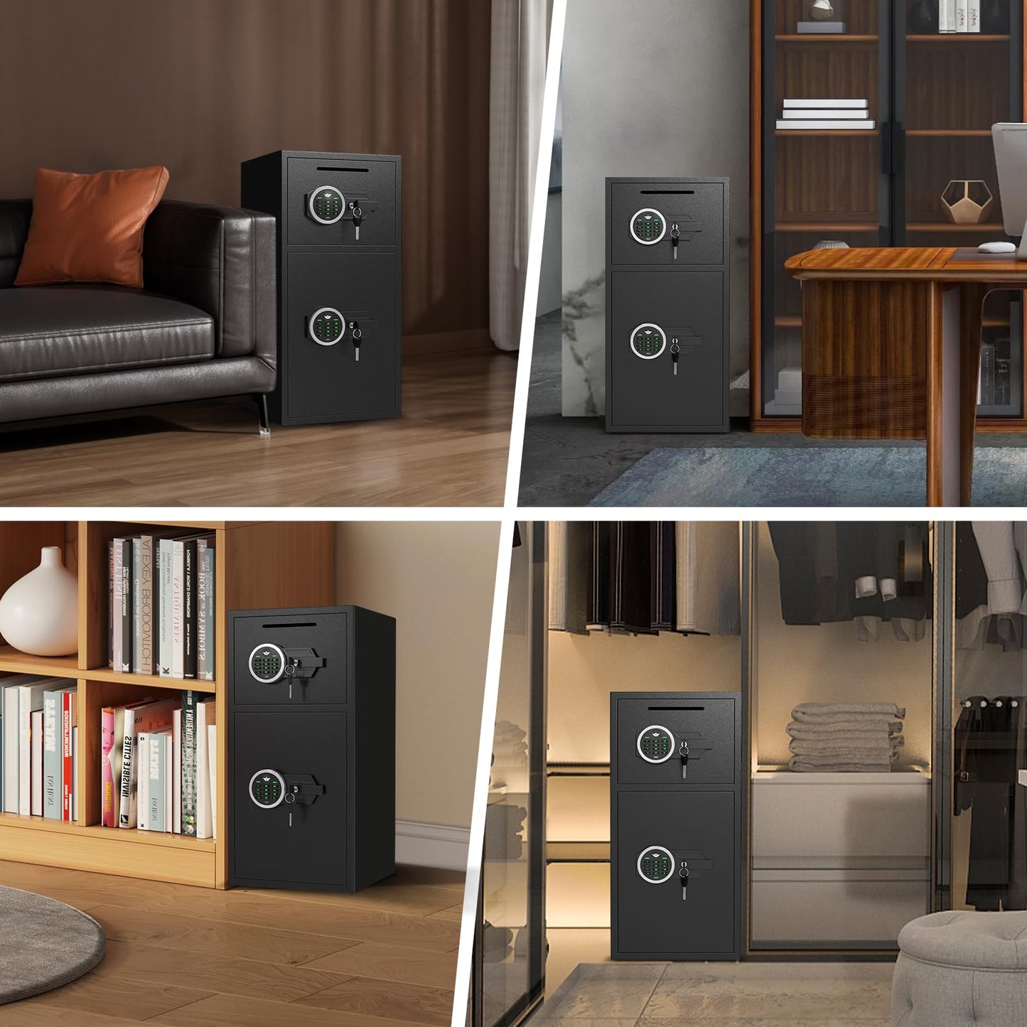 Large Double Door Safe Box Fireproof Waterproof, 6.0 Cu ft Security Safe with LED Light and Dual Alarm System, Home Safes Digital Keypad and Mute Function, Security Lock Box for Money and Valuables