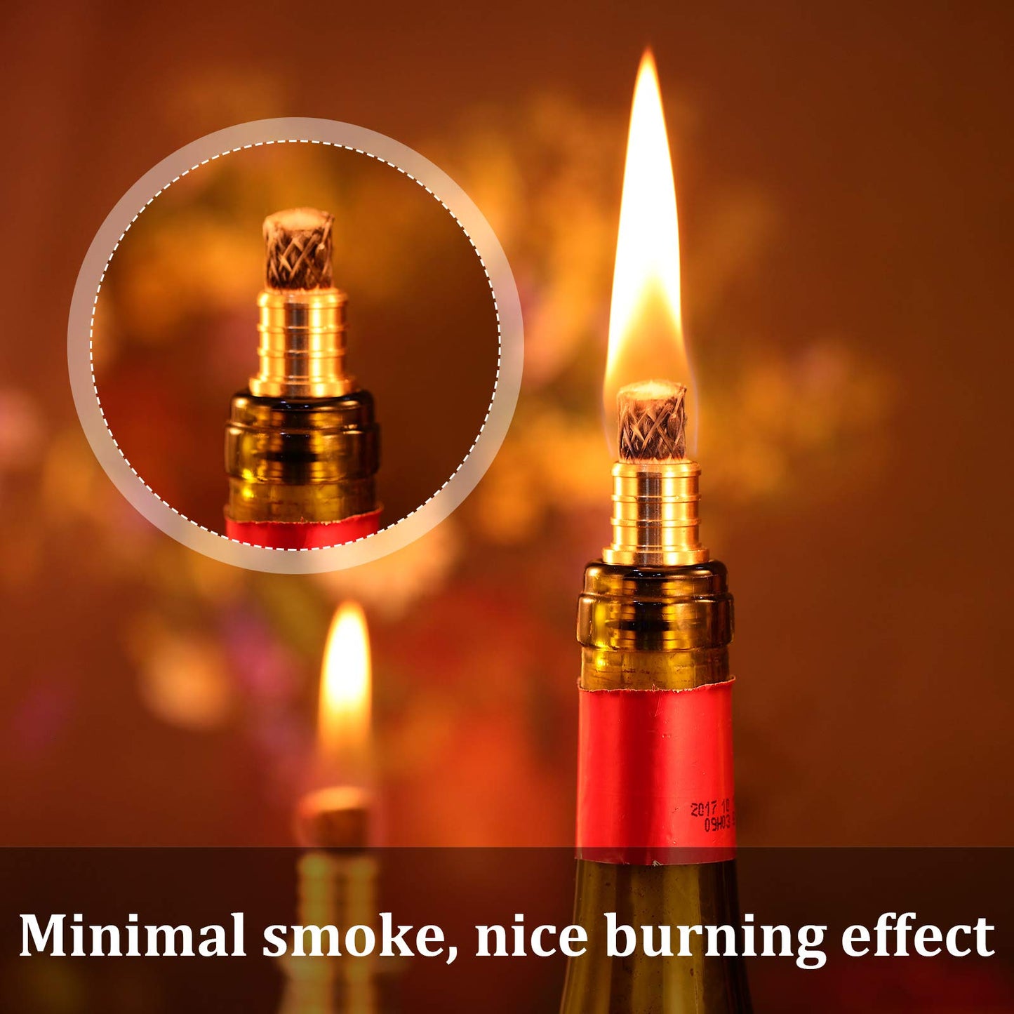 Nuanchu Wine Bottle Torch Kit - 8 Sets, Brass Wick Holders, Fiberglass Wicks, 13.78 Inch Long, Copper Cover for DIY Lamp