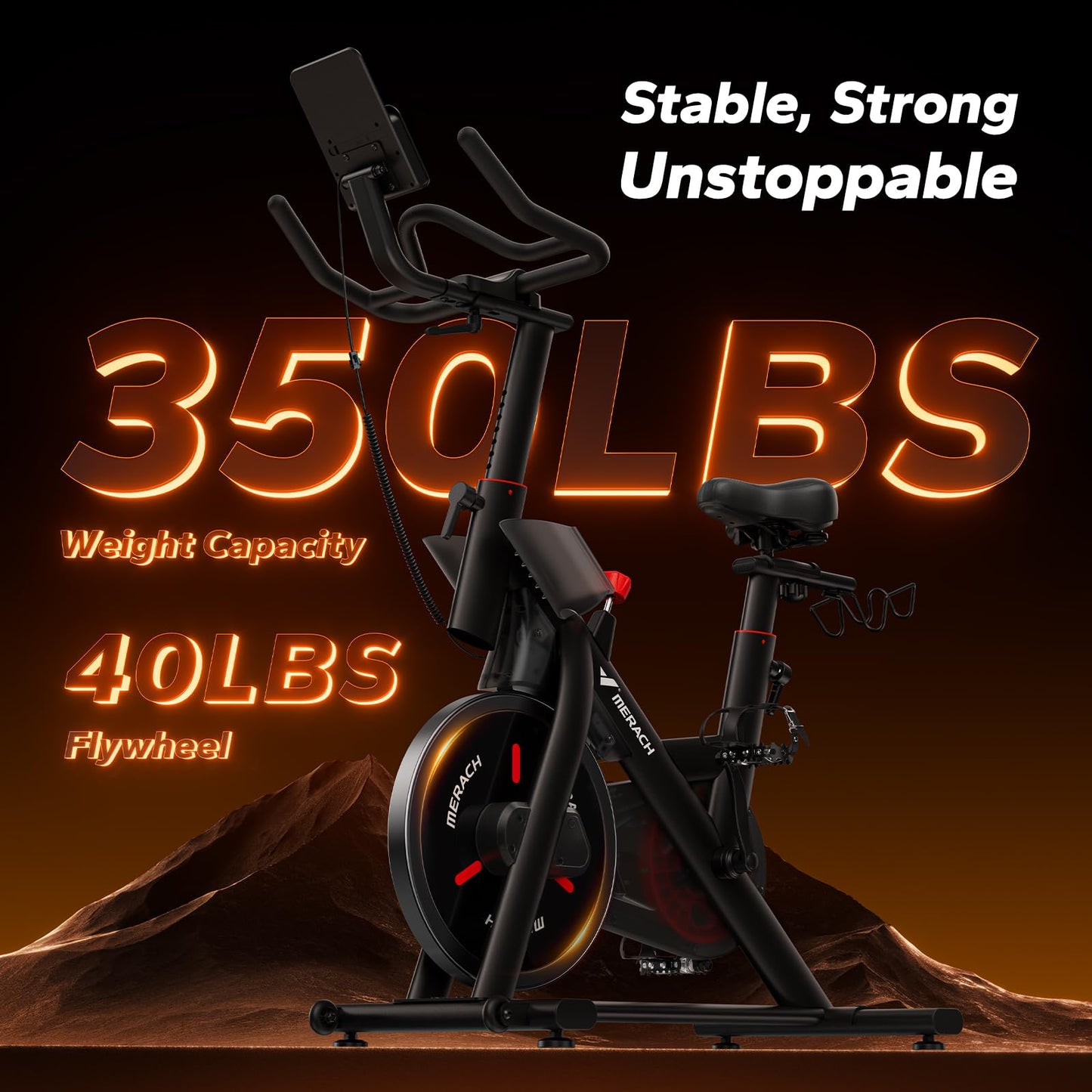 Merach Magnetic Exercise Bike for Home Gym, Low Noise Stationary Bike with Soft Seat Cushion, Indoor Workout Bike with 350 lbs Weight Capacity, Spinning Bike with Self-Developed App, Tablet Mount
