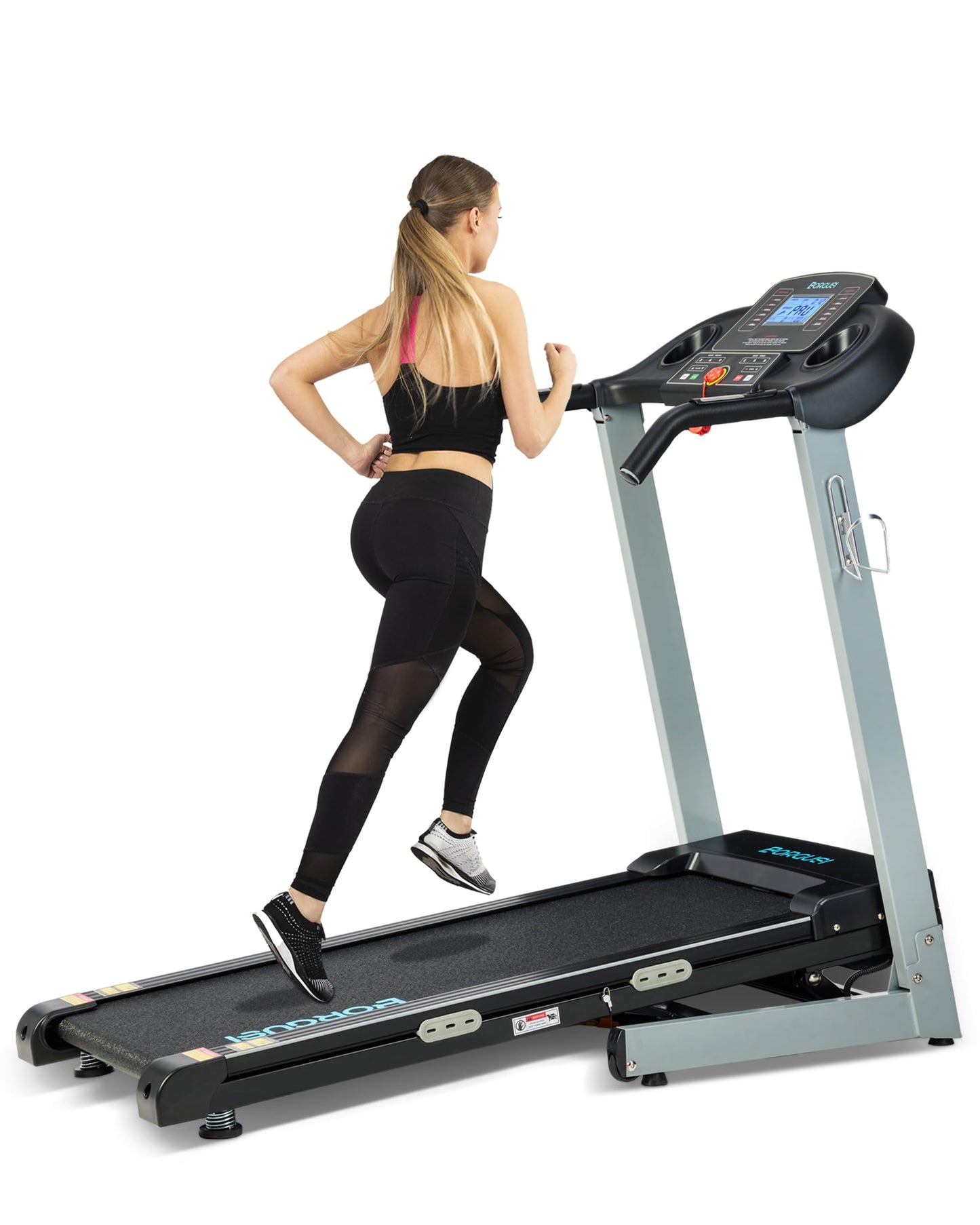 BORGUSI Auto Incline Treadmill with 300 LBS Capacity, 3HP Folding Electric Treadmills for Home, Running Machine with 17.5 Wide Belt, Shock Absorption, 36 Preset Programs, Bluetooth Speaker, Grey