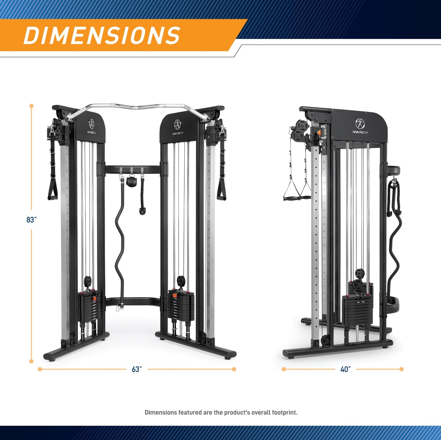 Marcy Strength Training Multi-Functional Trainer with 200 lb Weight Stacks, 2:1 Ratio Cable Pulley Station Home Gym System MFT-942